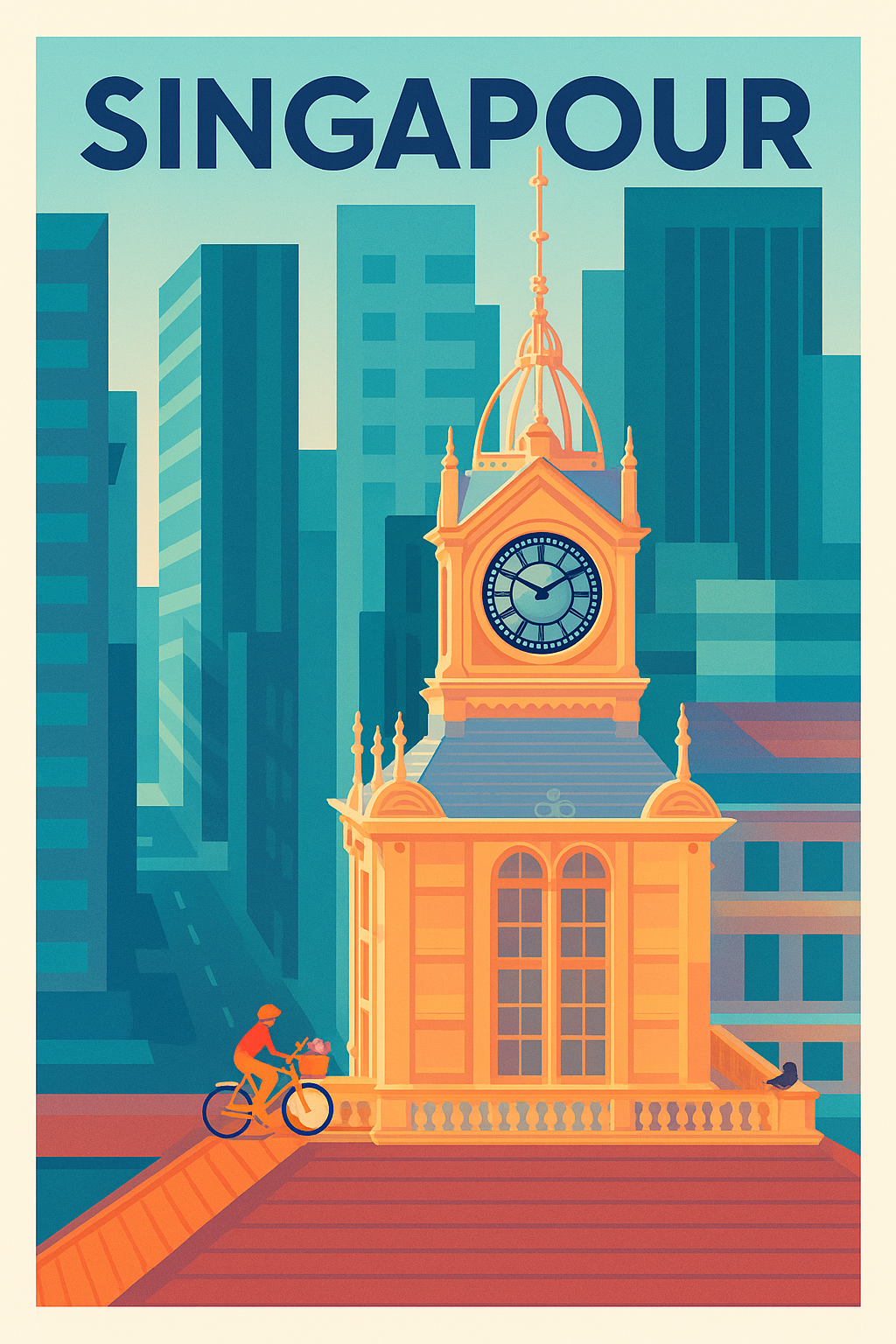 Affiche de Singapour - Modernité et tradition au cœur de la cité