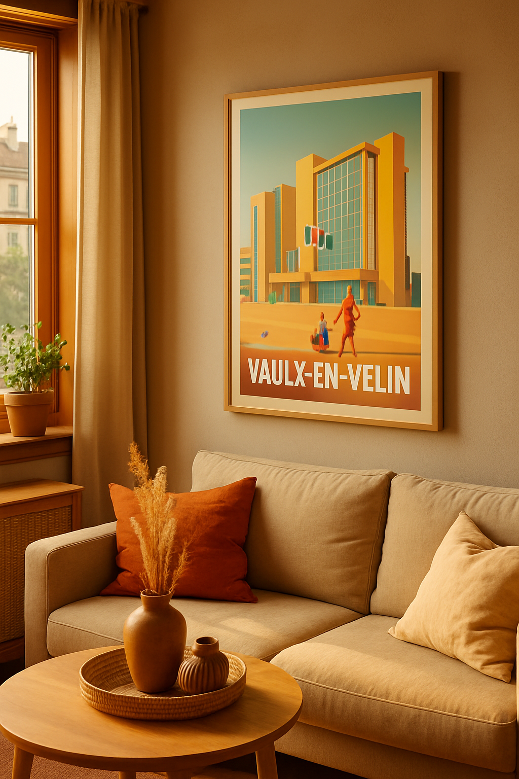 Mise en situation Affiche de Vaulx-en-Velin - Lumières urbaines modernes