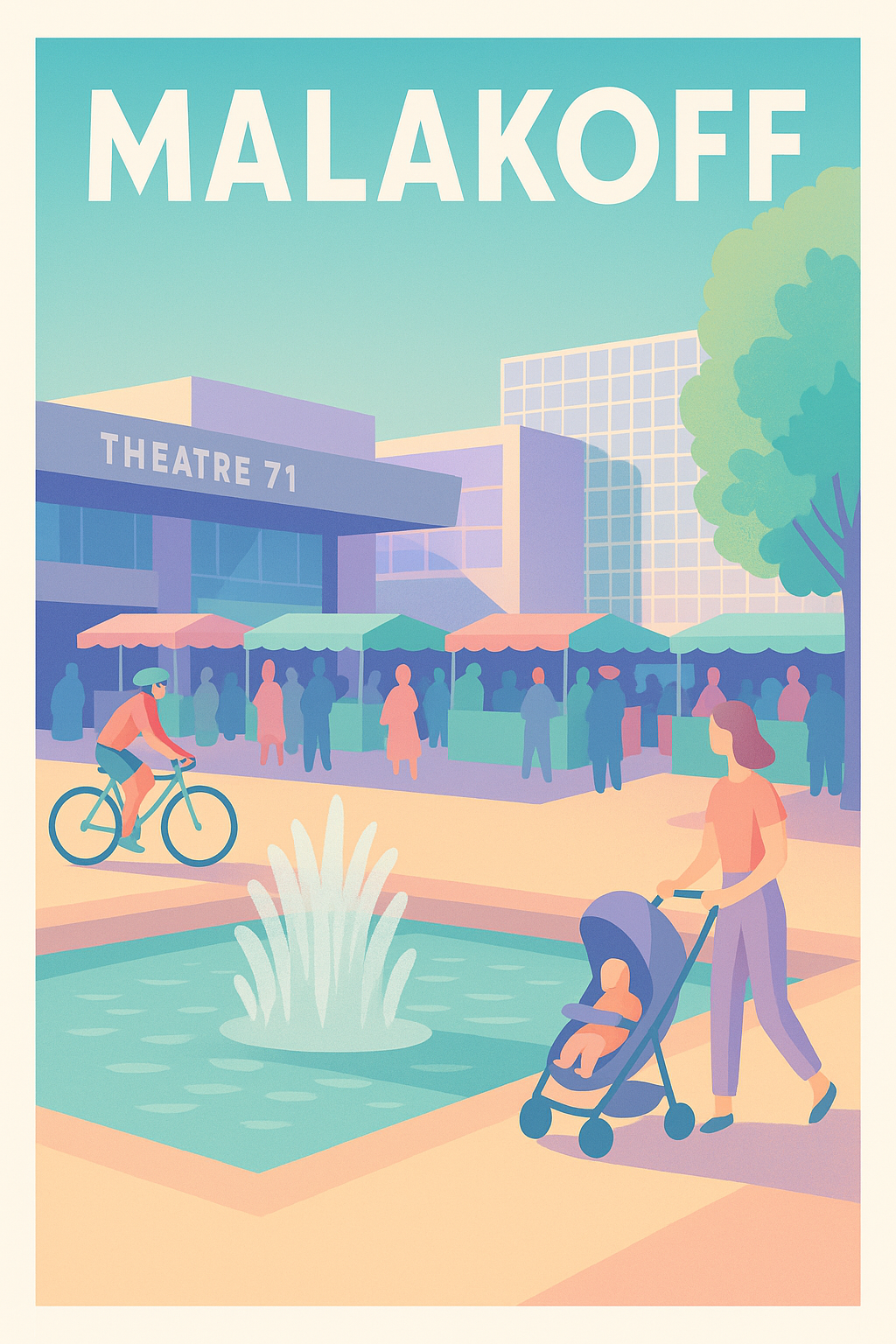 Affiche Malakoff — Vie urbaine et convivialité au Théâtre 71 · poster d'art de Malakoff