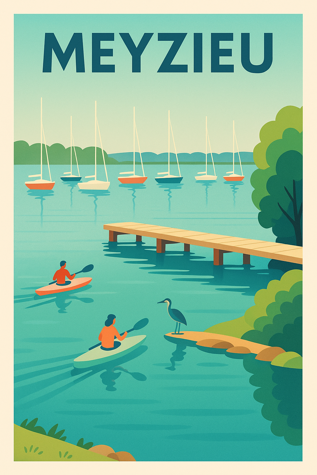 Affiche Meyzieu — Évasion nautique au fil de l'eau · poster d'art de Meyzieu