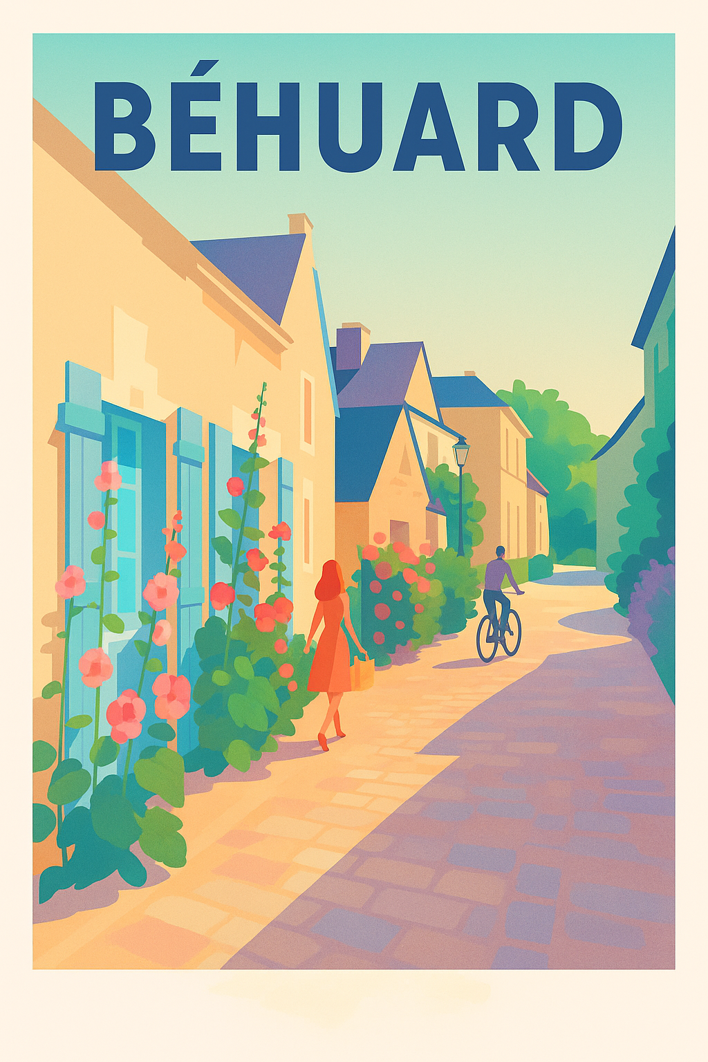 Affiche Béhuard — Promenade bucolique au cœur du village · poster d'art de Béhuard