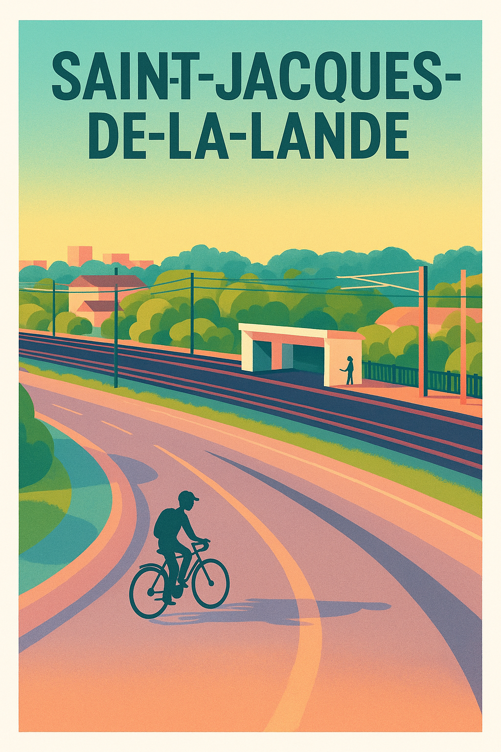 Affiche de Saint-Jacques-de-la-Lande - Échappée à vélo en bord de rails