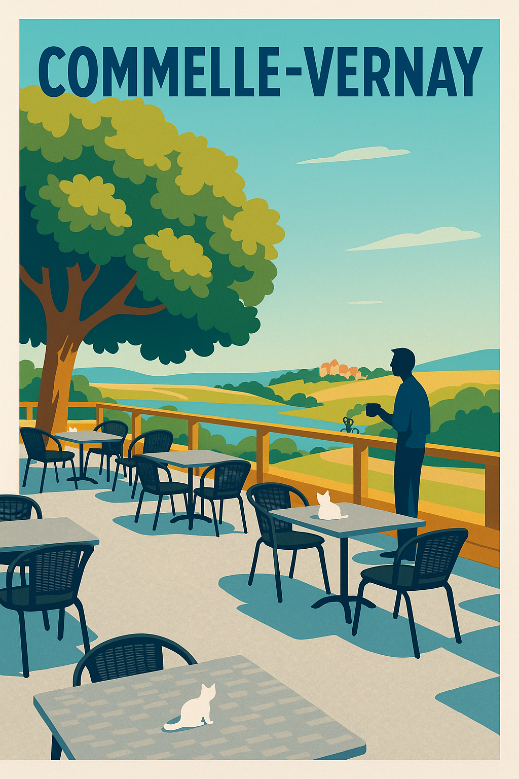 Affiche de Commelle-Vernay - Pause paisible en terrasse avec vue sur la nature