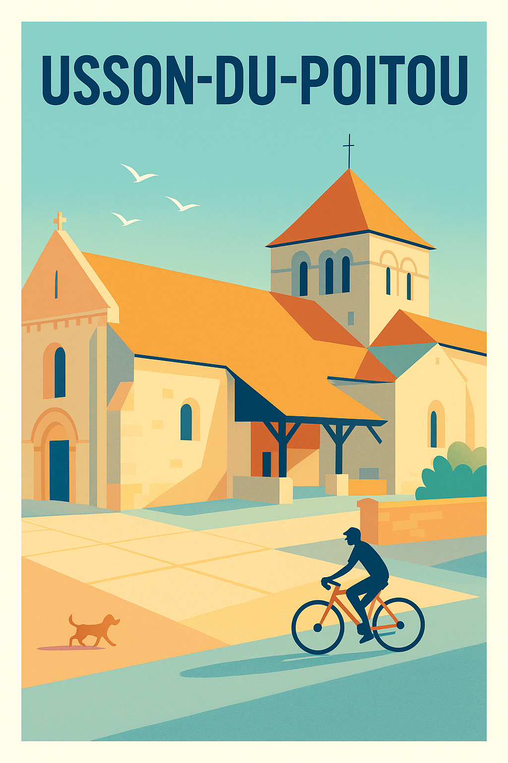 Affiche de Usson-du-Poitou - Charme et douceur à vélo