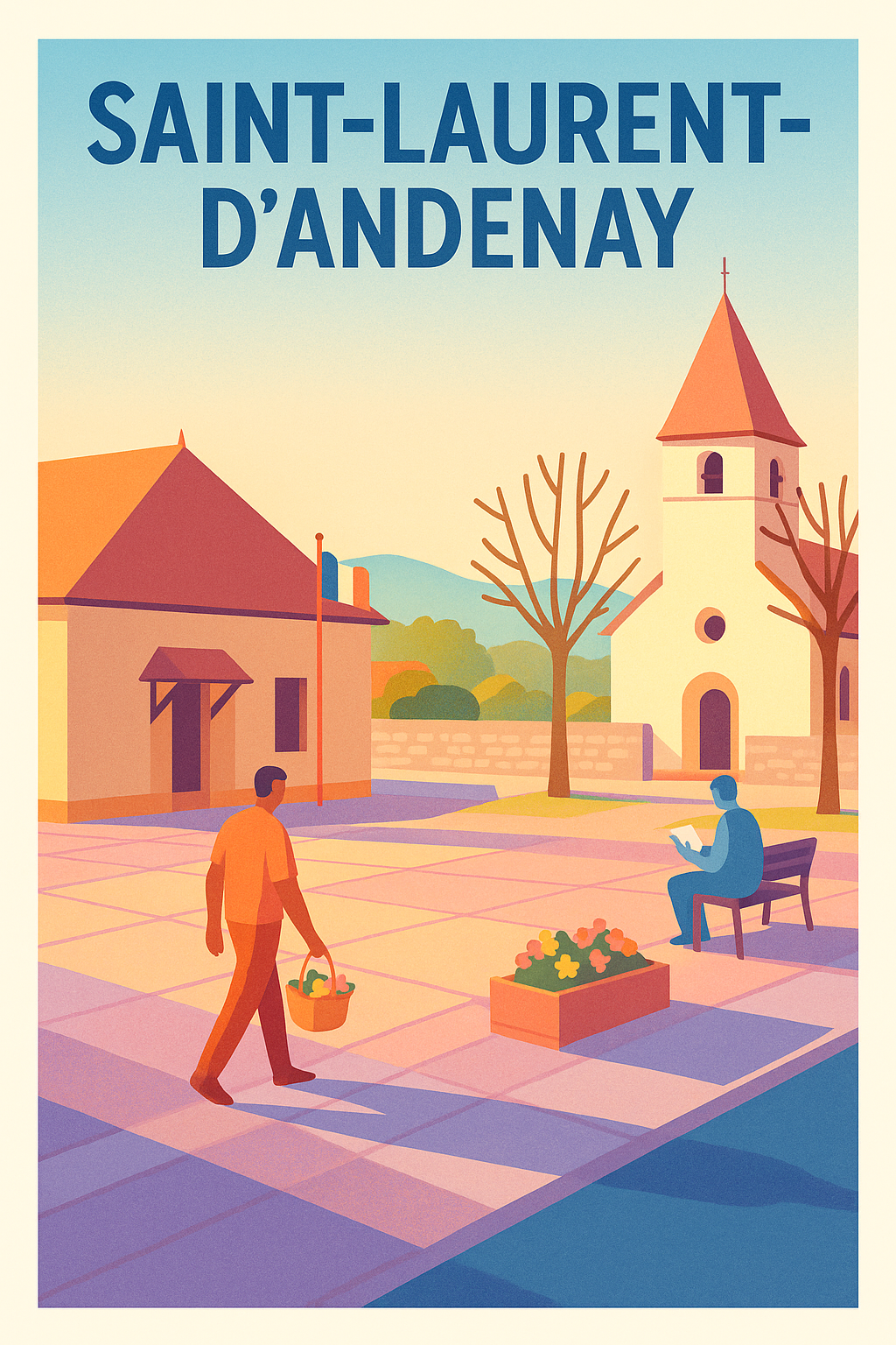 Affiche de Saint-Laurent-d'Andenay - Sérénité en bord de place