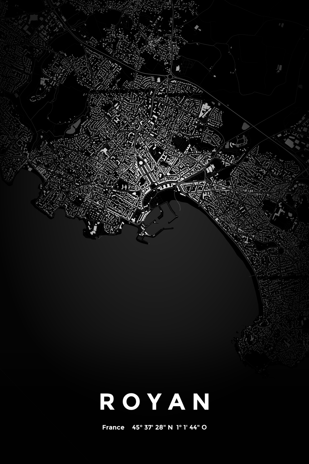 Carte de Royan nuit - Affiche personnalisée
