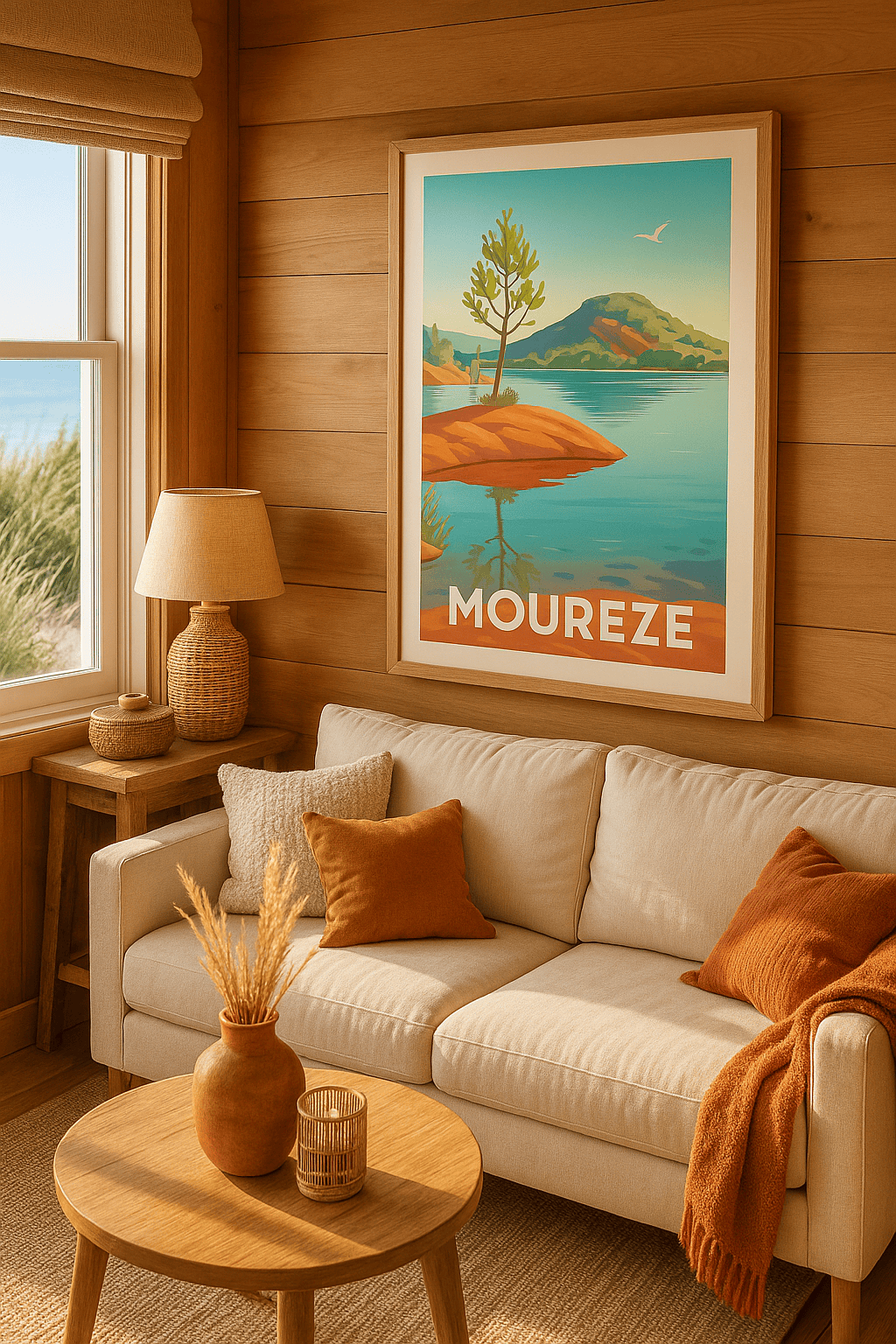 Affiche Mourèze — Sérénité au bord de l'eau · poster d'art de Mourèze