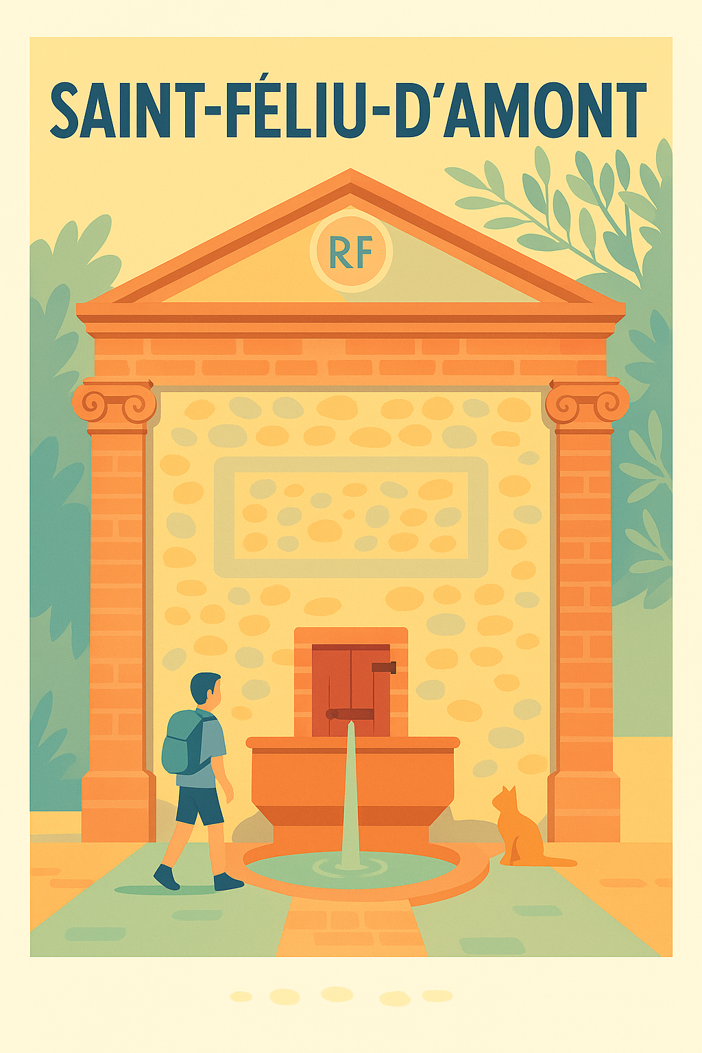 Affiche de Saint-Féliu-d'Amont - L'élégance intemporelle de la fontaine historique