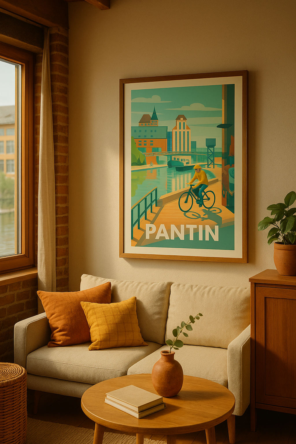 Mise en situation Affiche Pantin - Découvrez l'ambiance urbaine au fil de l'eau