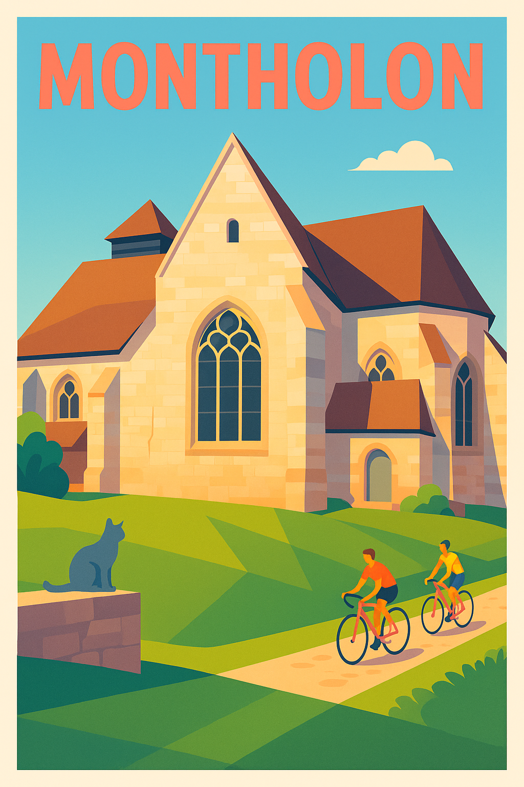 Affiche de Montholon - L'élégance d'un patrimoine à vélo