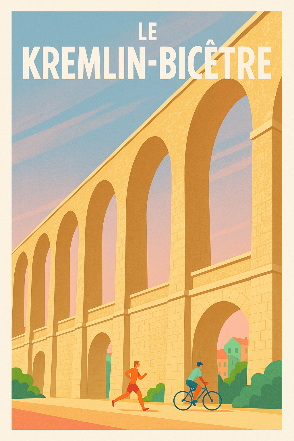 Affiche Le Kremlin-Bicêtre — L'Aqueduc emblématique à l'heure douce · poster d'art de Le Kremlin-Bicêtre