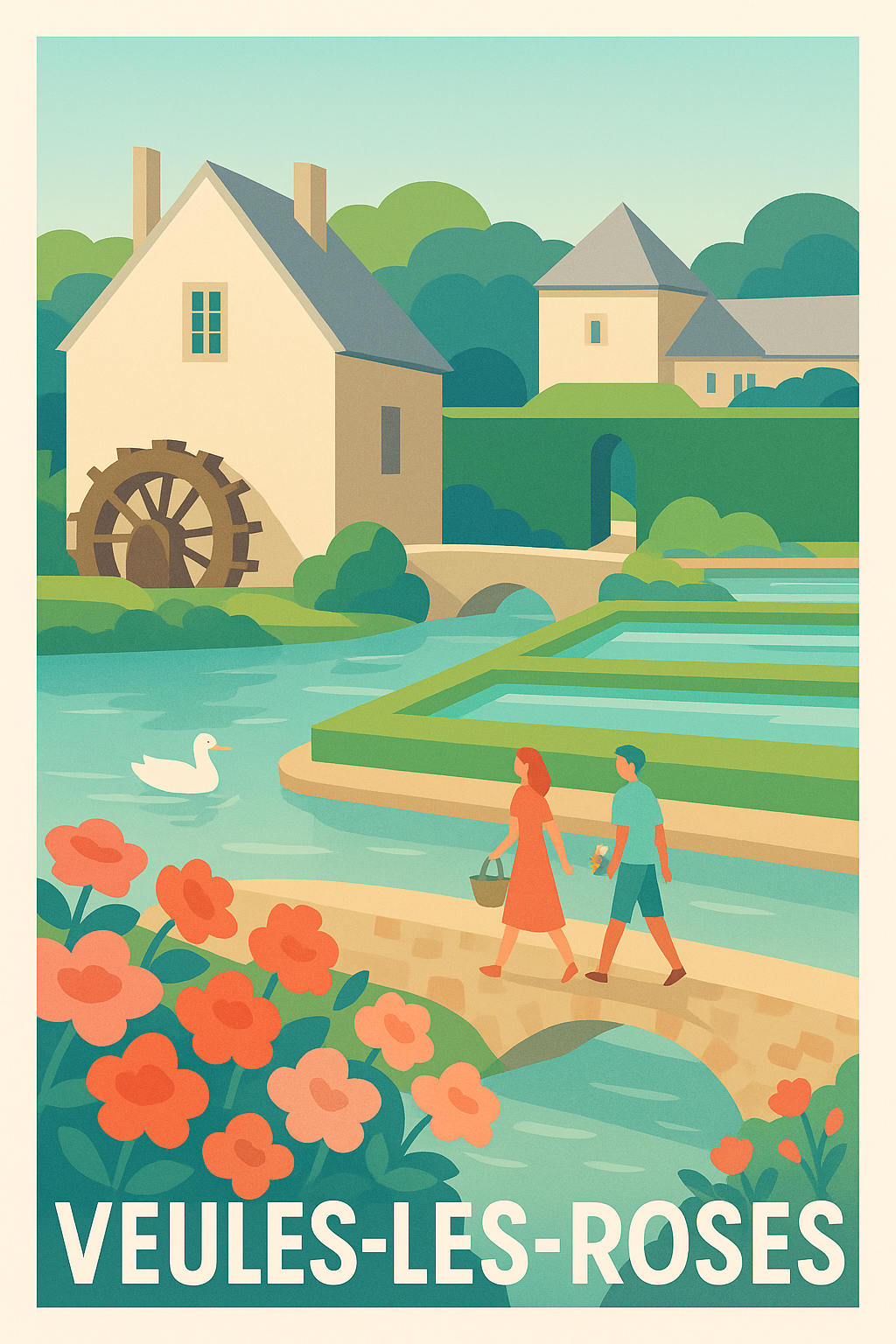 Affiche Veules-les-Roses — Charme bucolique et douceur normande · poster d'art de Veules-les-Roses