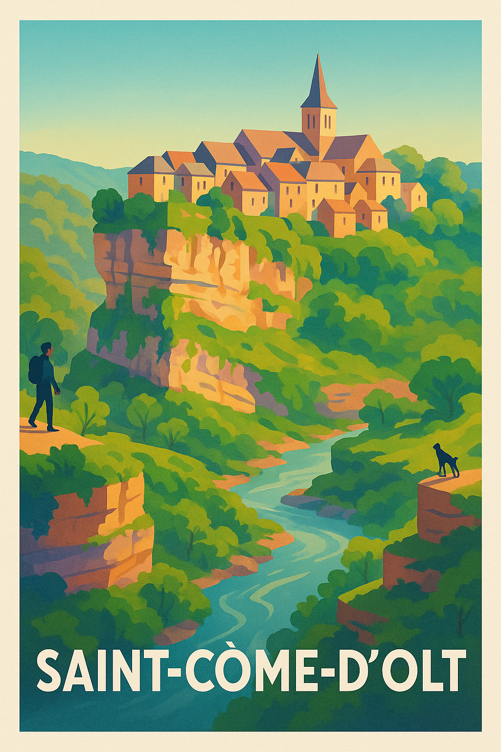 Affiche Saint-Côme-d'Olt — Un village perché au cœur de la nature · poster d'art de Saint-Côme-d'Olt