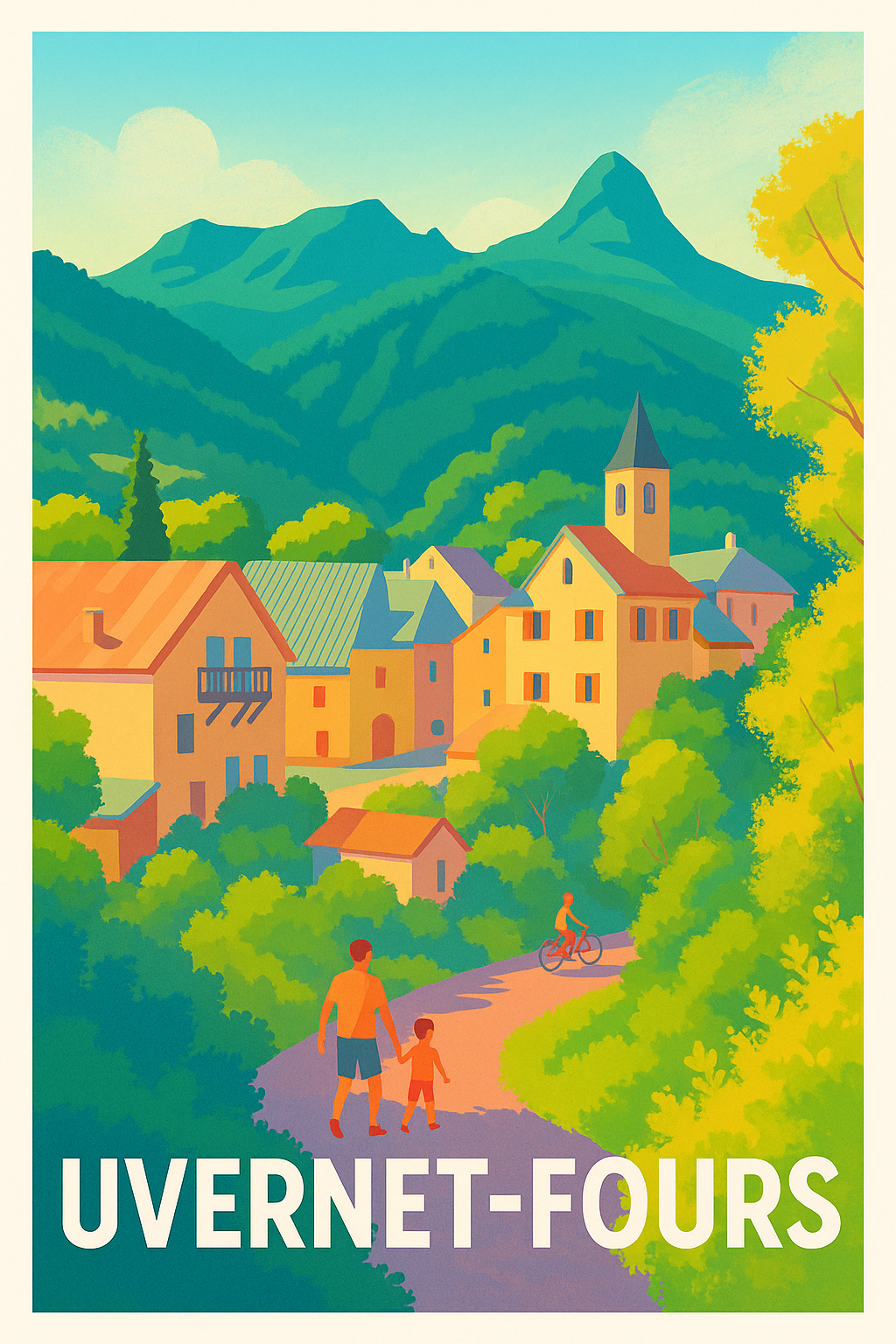 Affiche Uvernet-Fours — Havre de sérénité au pied des Alpes · poster d'art de Uvernet-Fours
