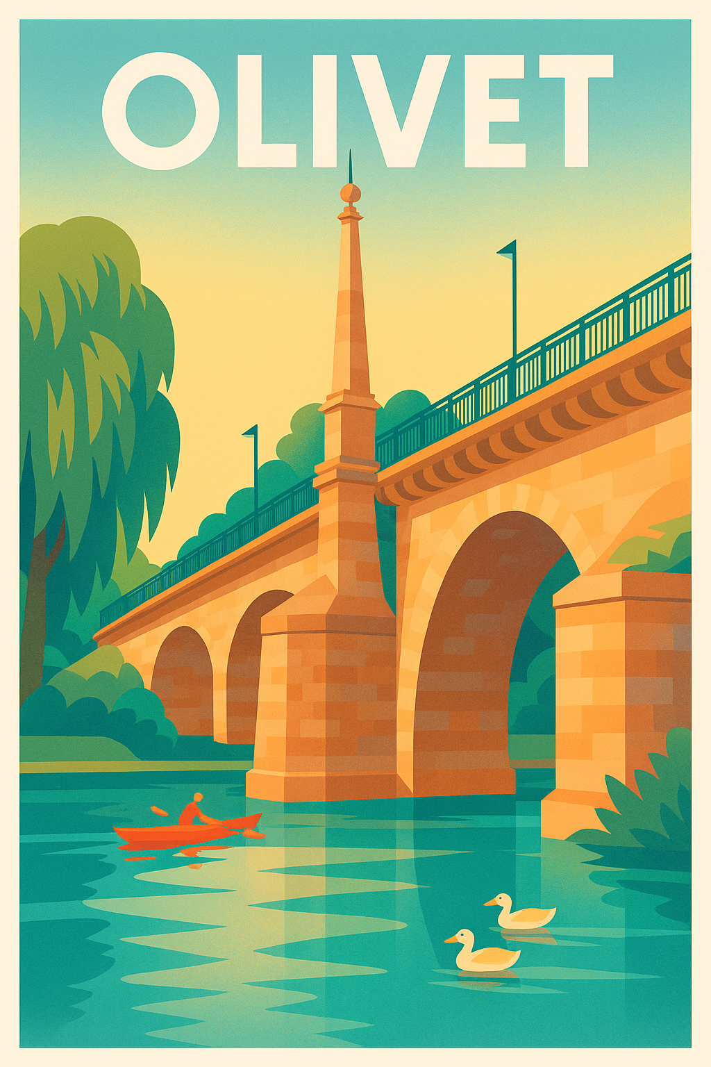 Affiche Olivet — Charme bucolique au fil de l'eau · poster d'art de Olivet