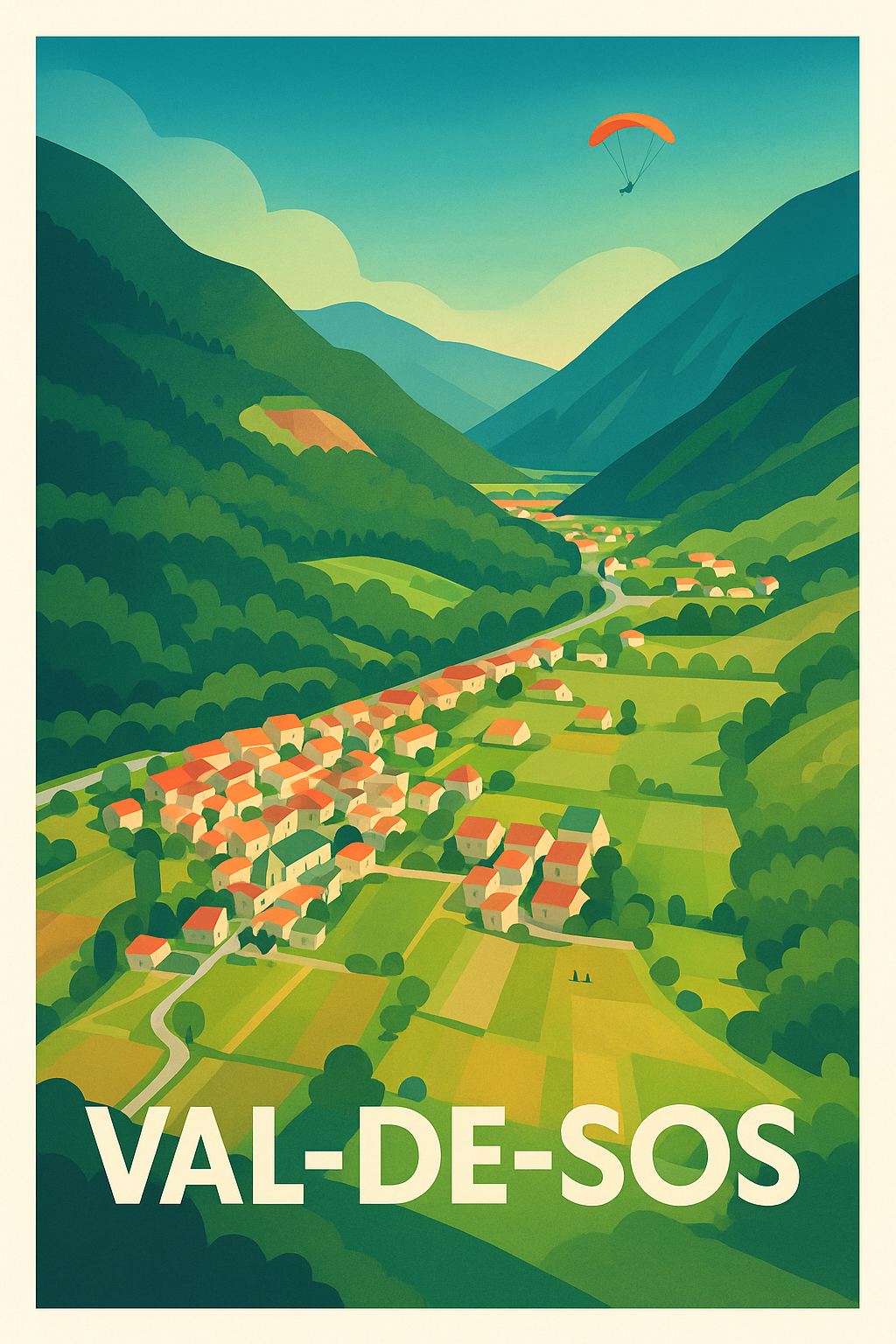 Affiche Val-de-Sos — Évasion et douceur en vallée pyrénéenne · poster d'art de Val-de-Sos
