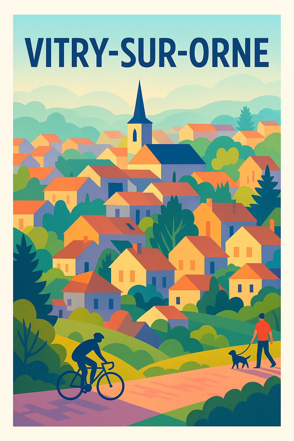 Affiche de Vitry-sur-Orne - Village paisible en couleurs vives