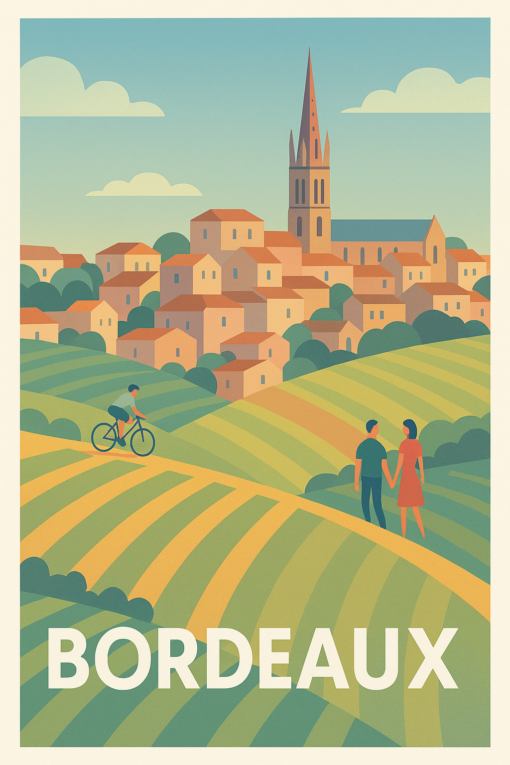 Affiche Bordeaux — Escapade romantique au cœur des vignobles · poster d'art de Bordeaux