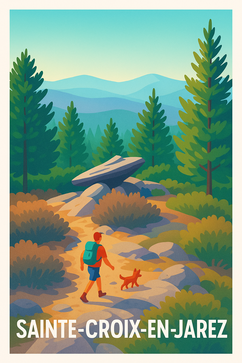 Affiche Sainte-Croix-en-Jarez — Évasion nature et randonnée en douceur · poster d'art de Sainte-Croix-en-Jarez