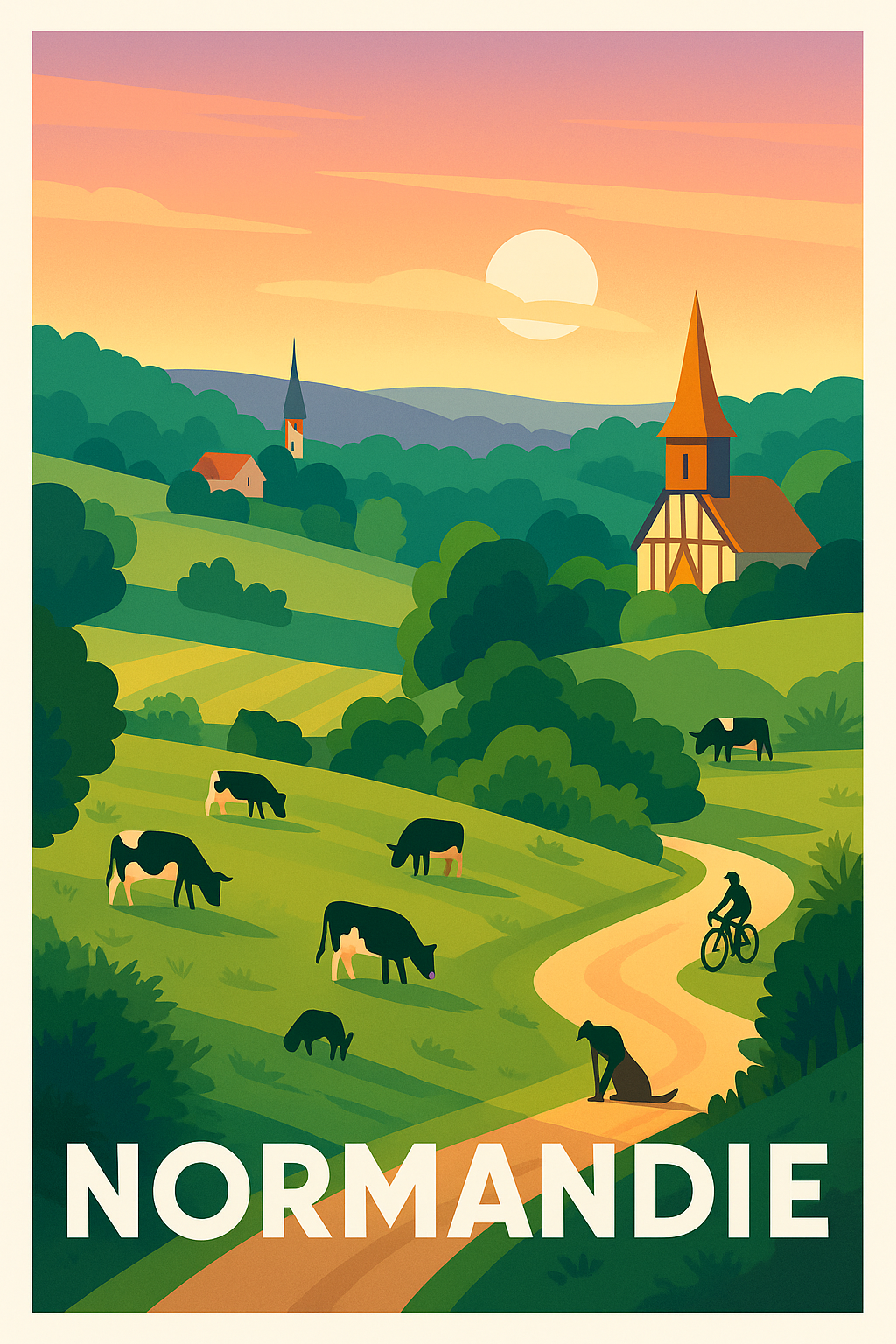 Affiche de Normandie - Charme bucolique et sérénité campagnarde