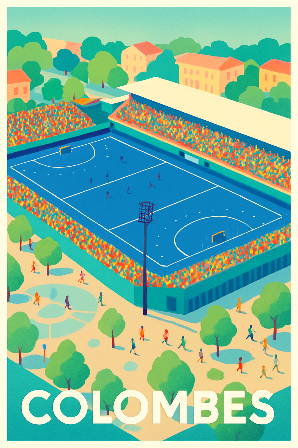 Affiche de Colombes - Ambiance sportive et couleurs vives