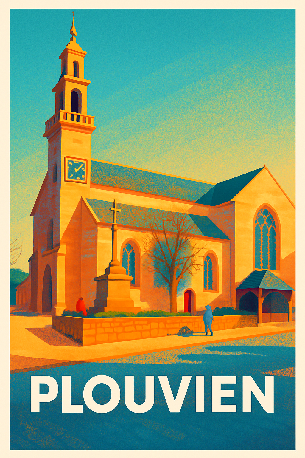Affiche de Plouvien - Éclat chaleureux de la chapelle locale