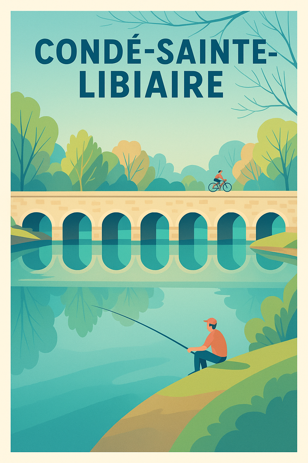 Affiche de Condé-Sainte-Libiaire - Le charme d'un pont et de ses rives paisibles