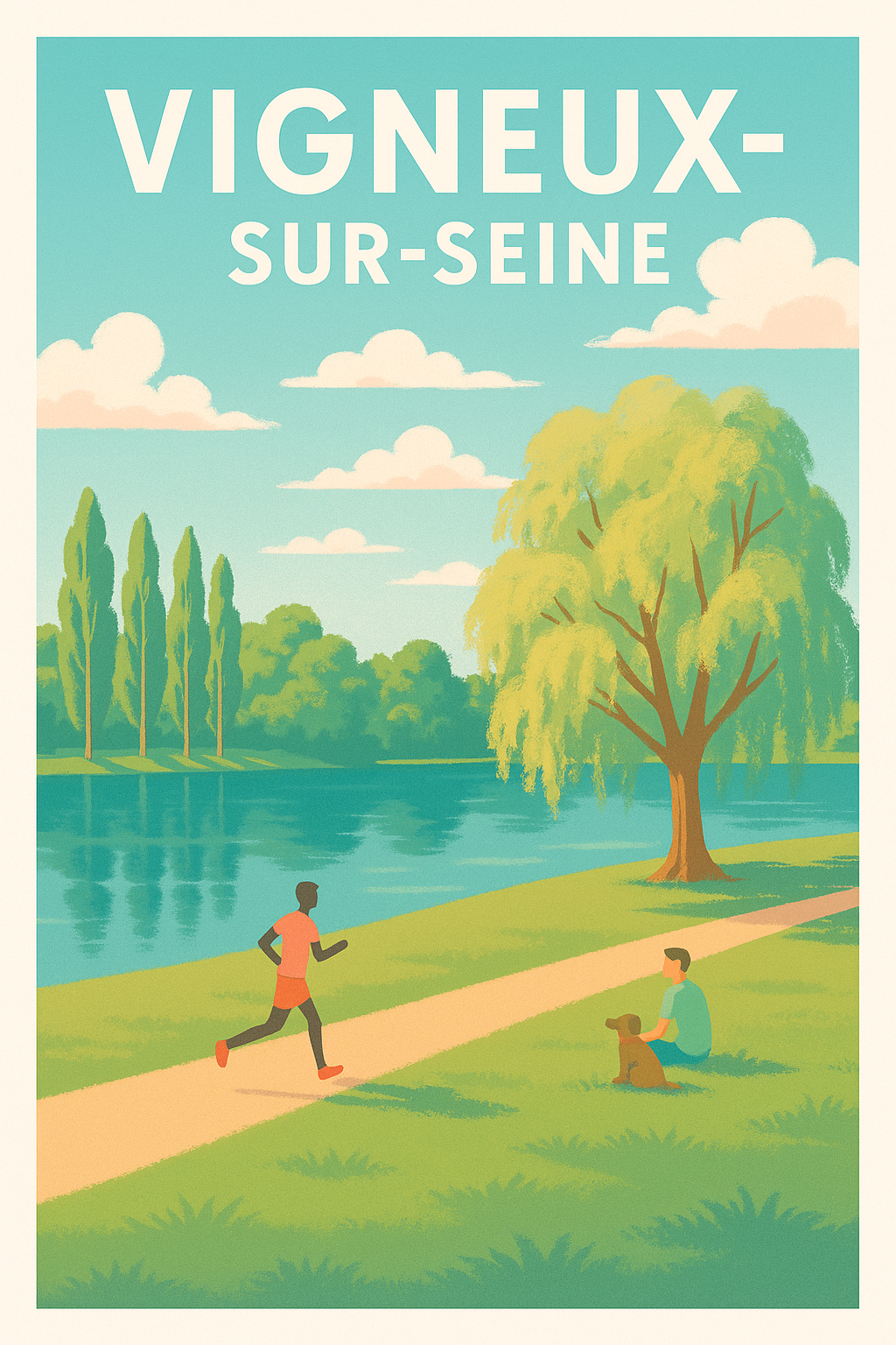 Affiche Vigneux-sur-Seine — Sérénité au fil de l'eau · poster d'art de Vigneux-sur-Seine