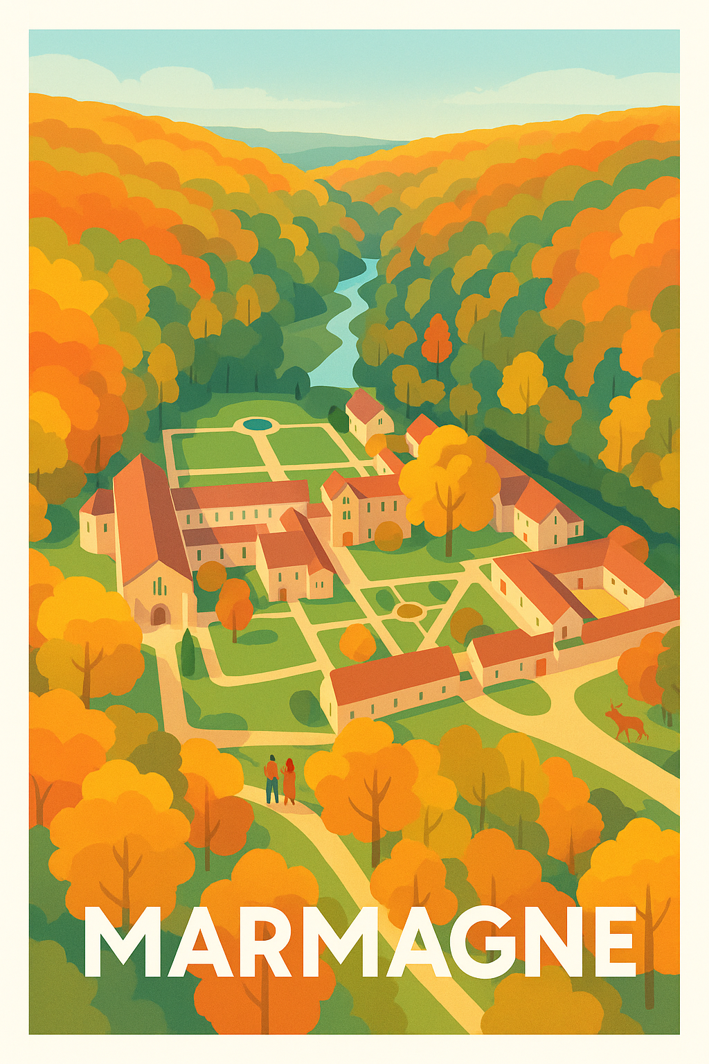 Affiche Marmagne — Escapade bucolique en Bourgogne · poster d'art de Marmagne
