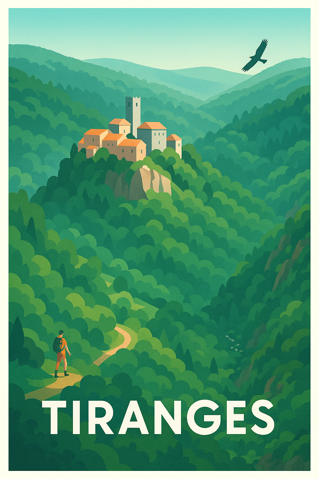 Affiche Tiranges — Évasion au cœur des monts verdoyants · poster d'art de Tiranges