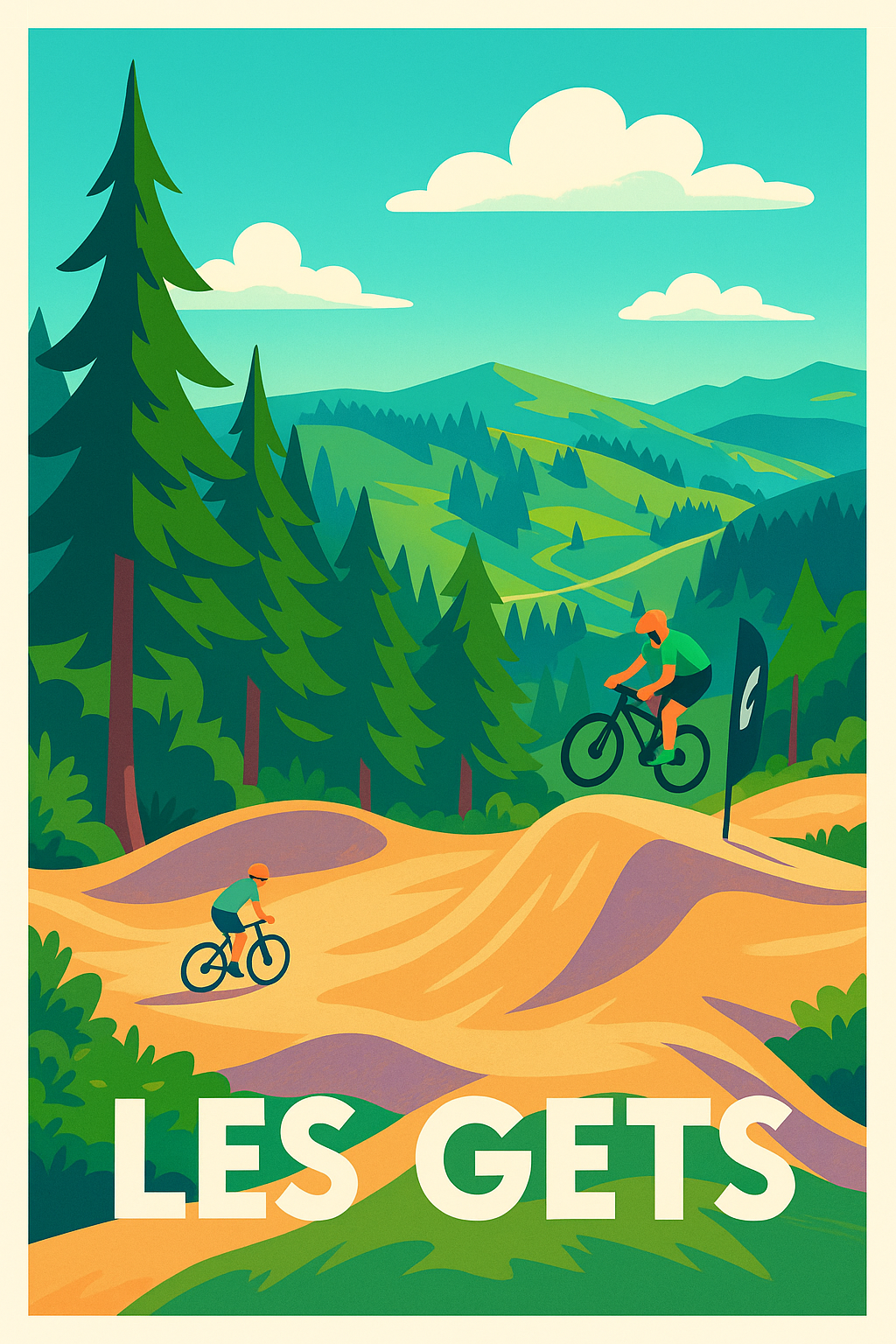 Affiche Les Gets — Aventure et sensations en montagne · poster d'art de Les Gets