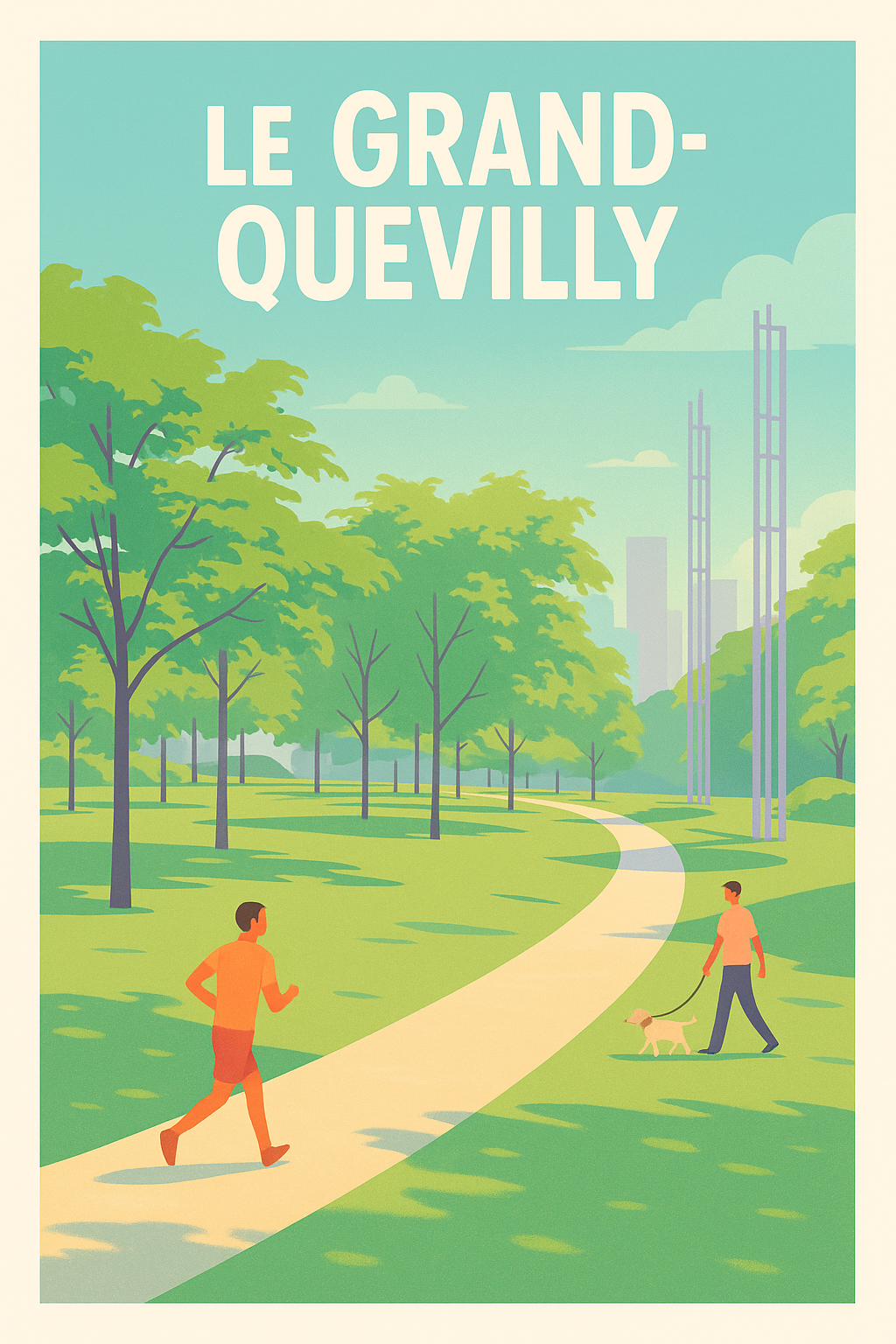 Affiche Le Grand-Quevilly — Invitation à la détente en plein air · poster d'art de Le Grand-Quevilly