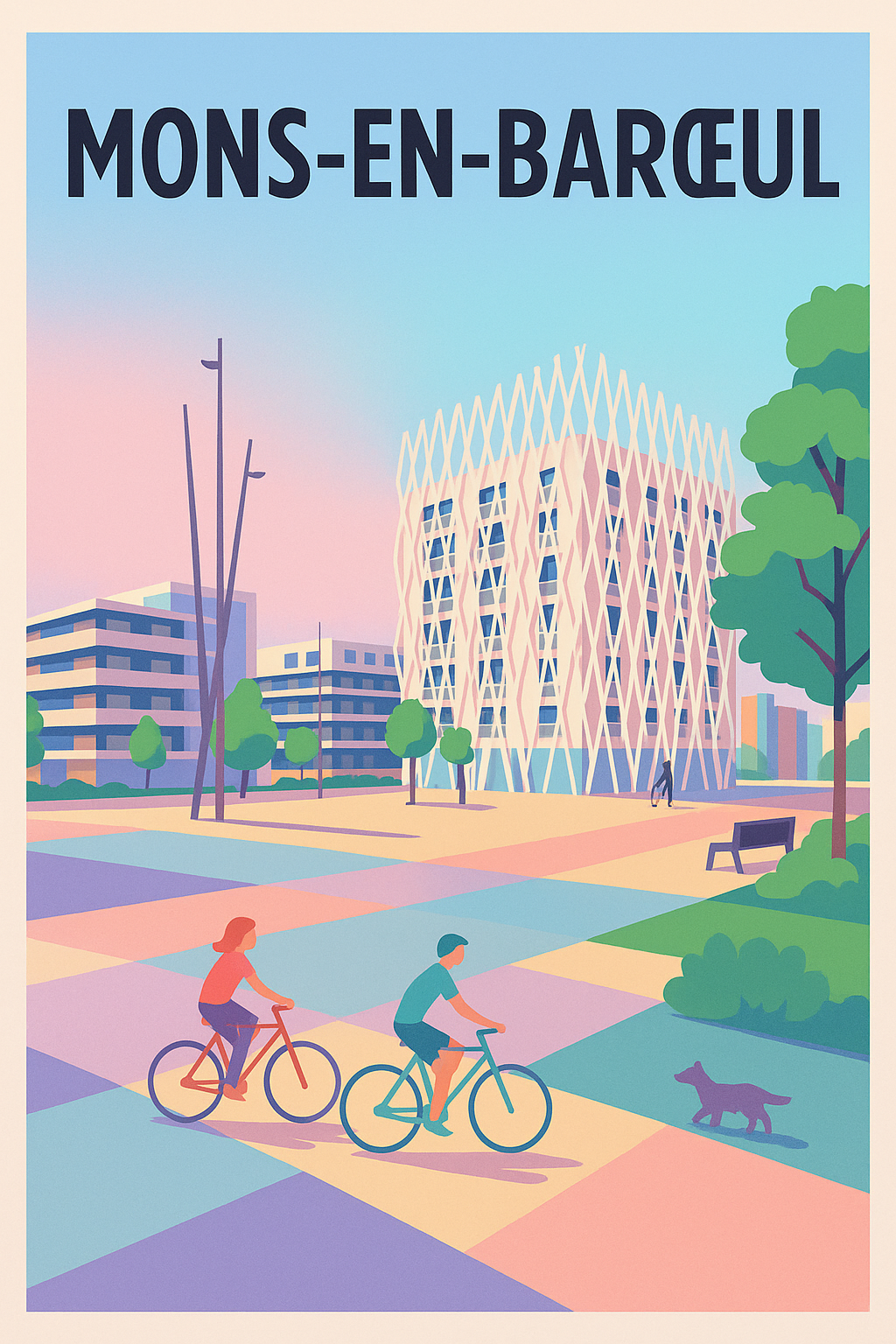 Affiche Mons-en-Barœul — Une escapade urbaine colorée · poster d'art de Mons-en-Barœul