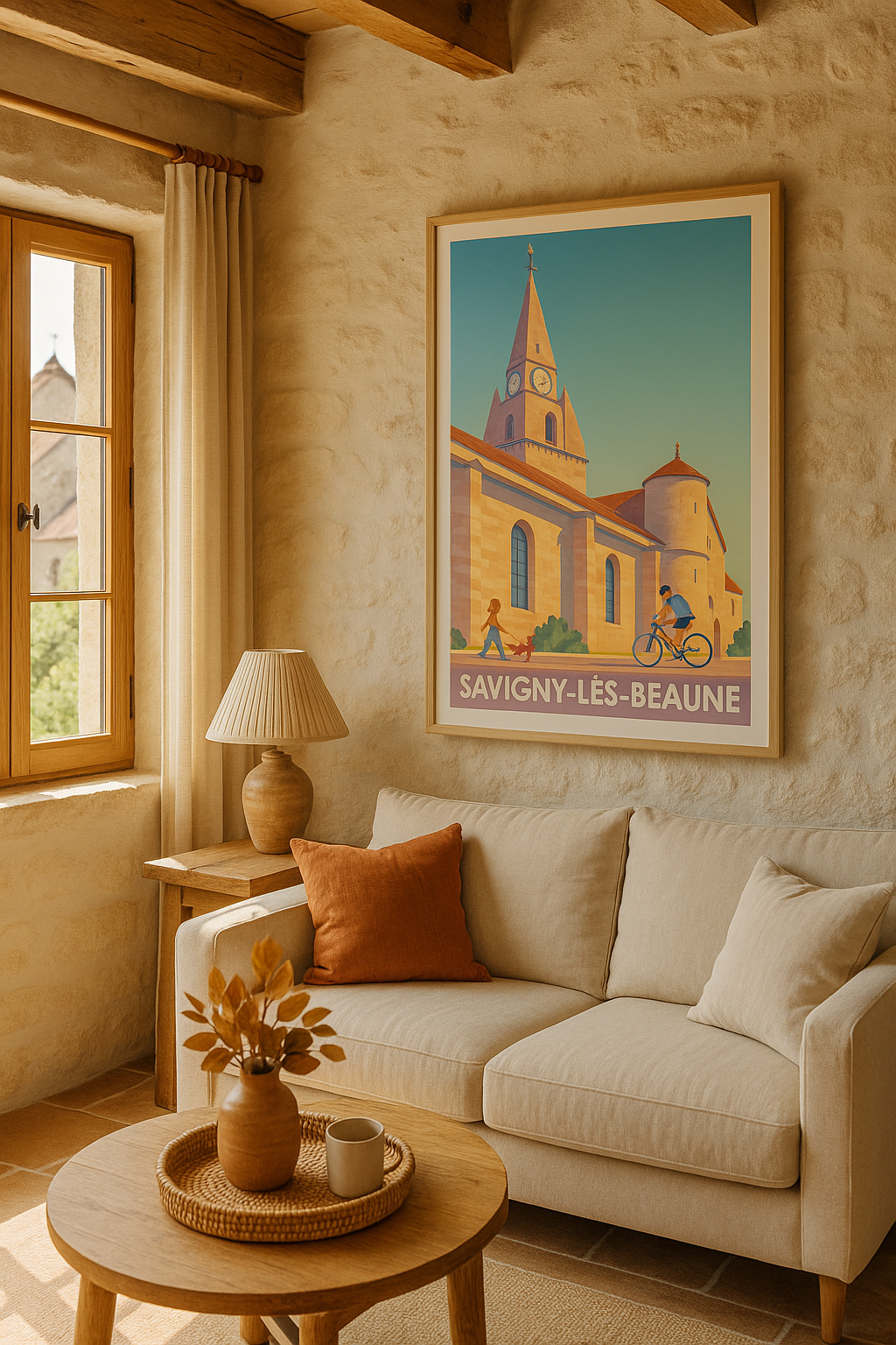 Affiche Savigny-lès-Beaune — Charme et douceur de vie en Bourgogne · poster d'art de Savigny-lès-Beaune