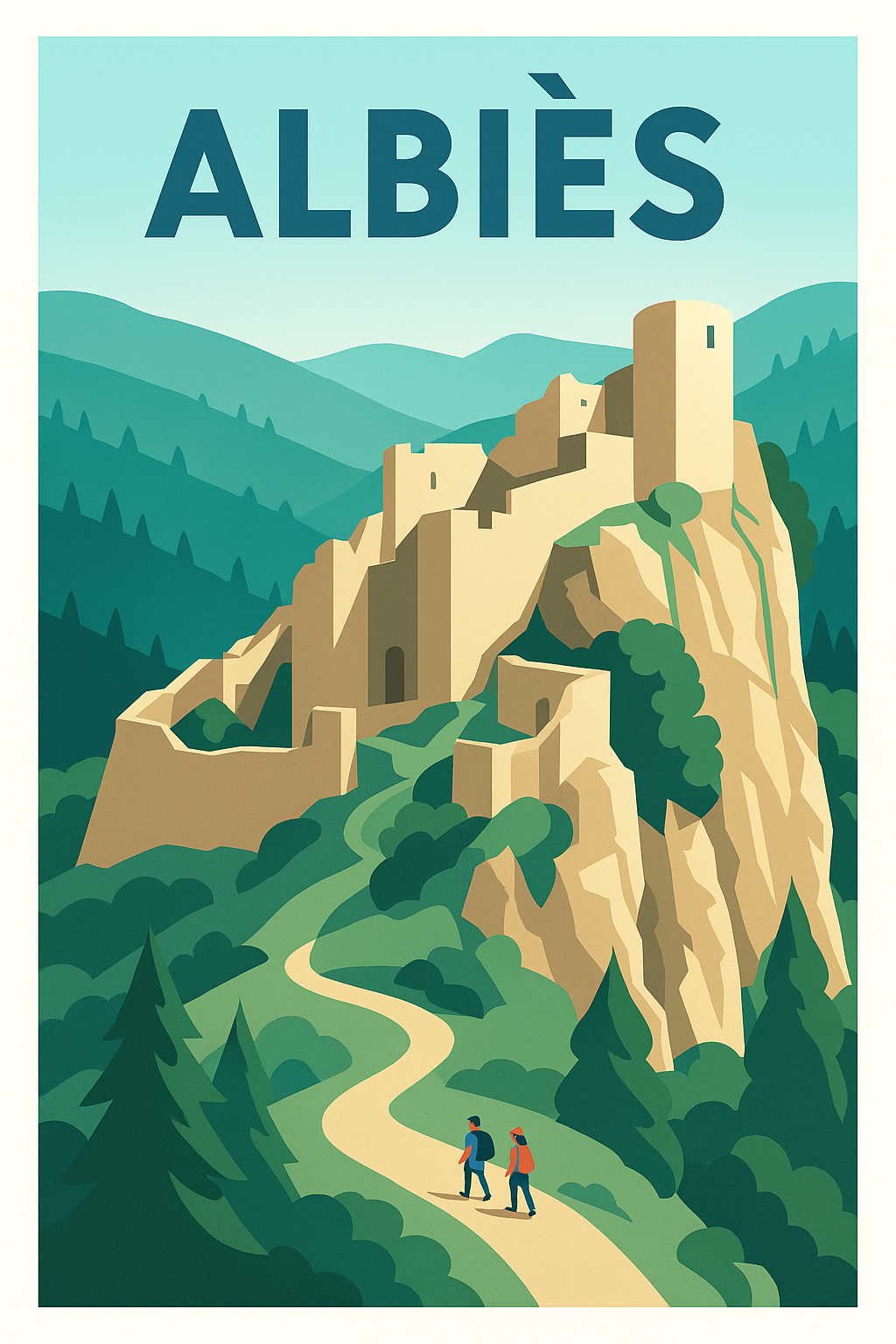 Affiche Albiès — Randonnée au cœur des ruines médiévales · poster d'art de Albiès