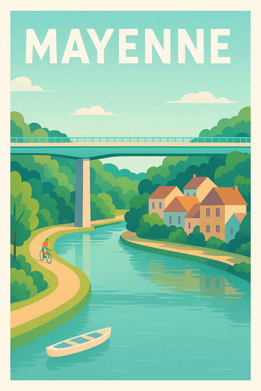 Affiche de Mayenne - Charme naturel et sérénité au fil de l'eau