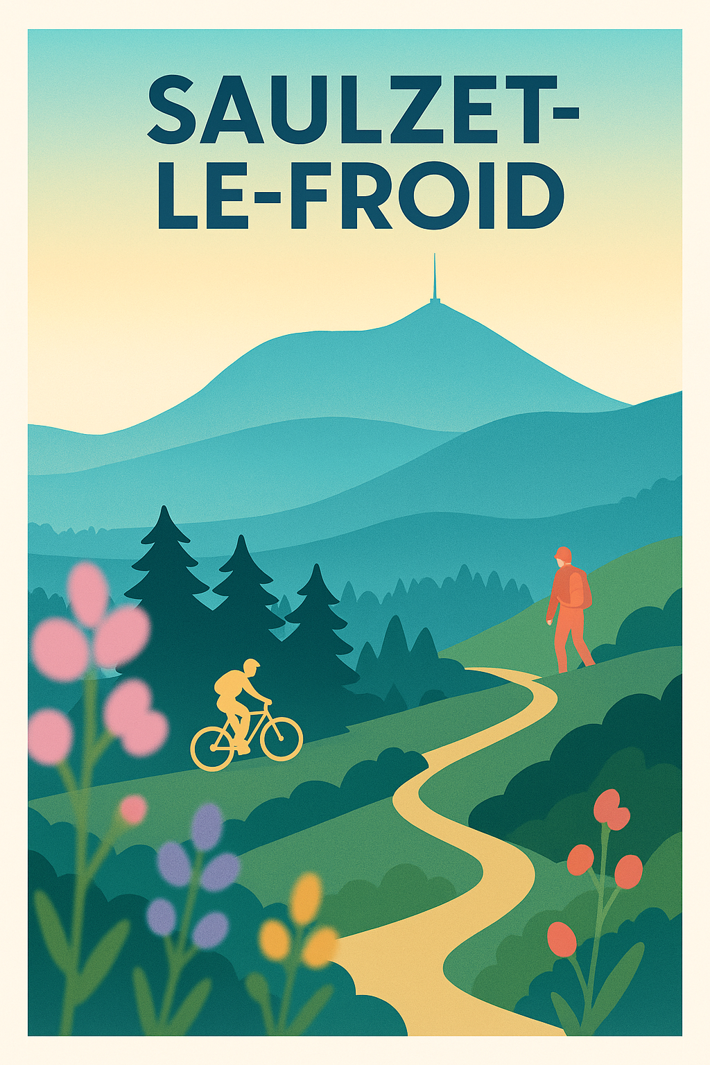 Affiche Saulzet-le-Froid — Évasion nature au sommet · poster d'art de Saulzet-le-Froid