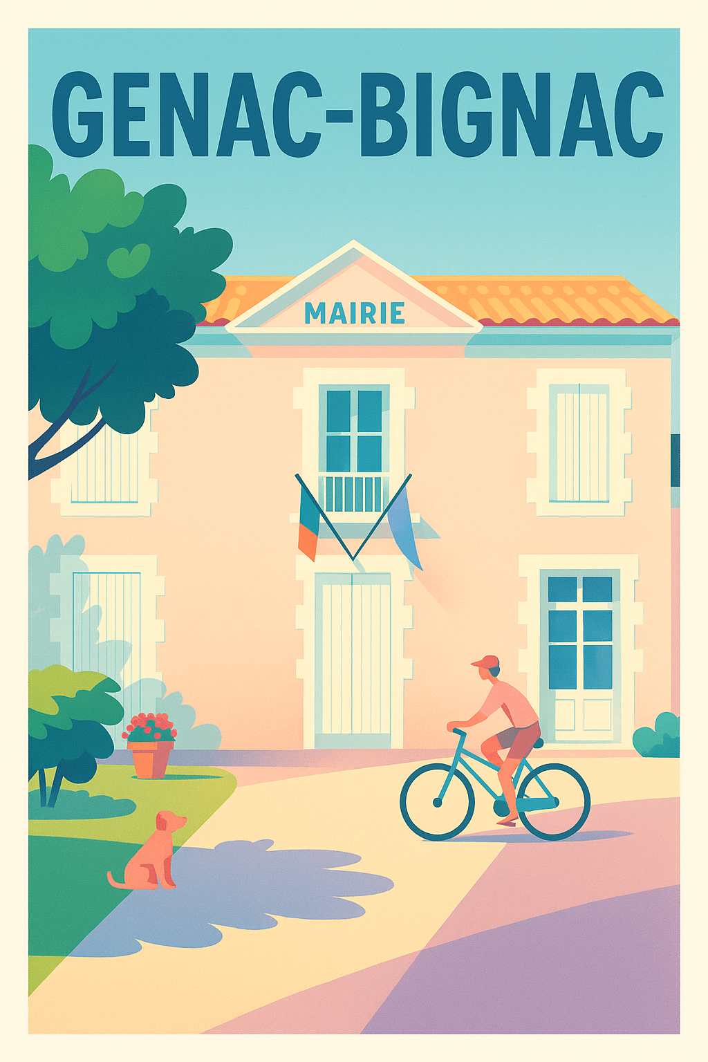 Affiche de Genac-Bignac - Charme paisible de la mairie à vélo