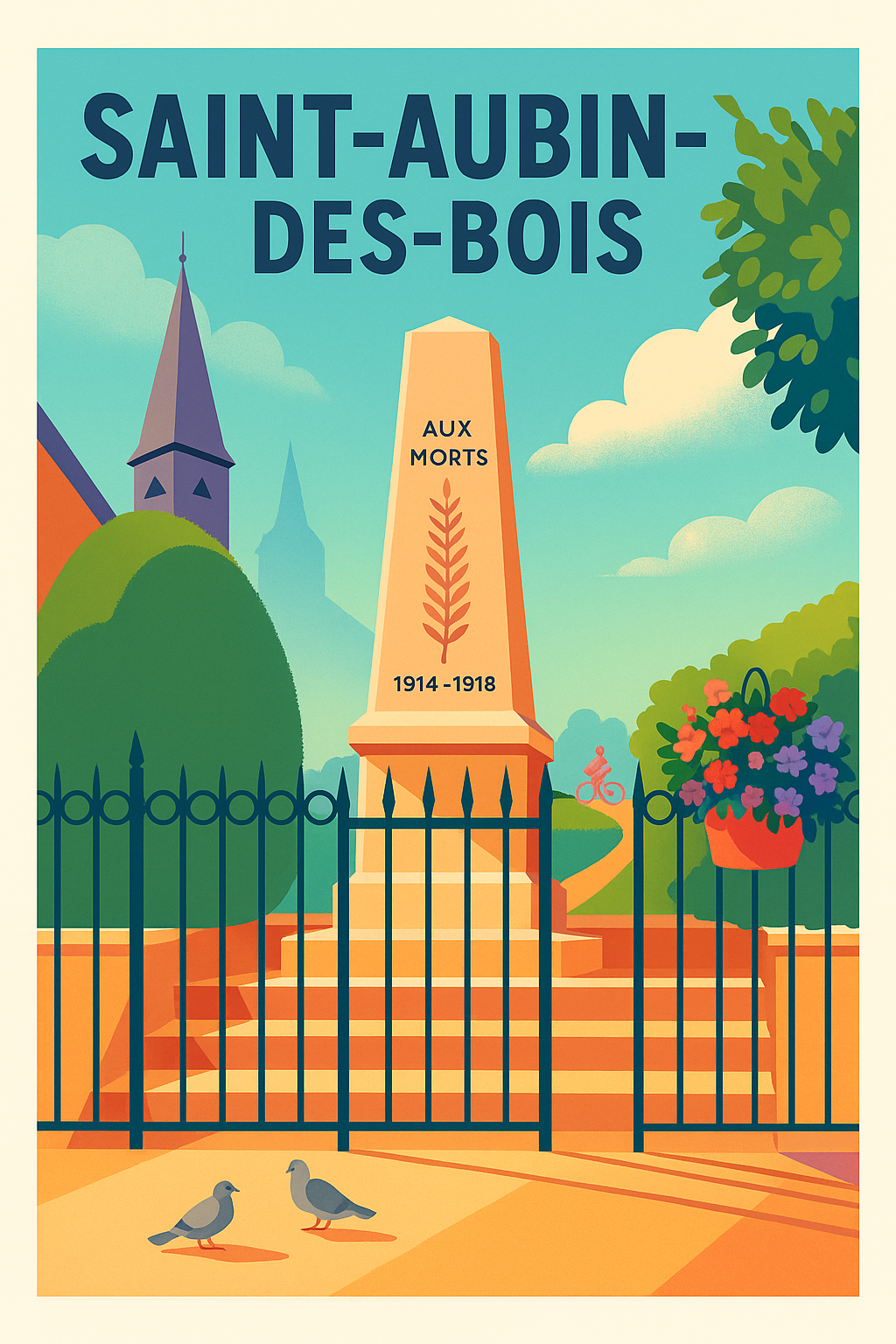Affiche de Saint-Aubin-des-Bois - Harmonie et Mémoire au Cœur du Village