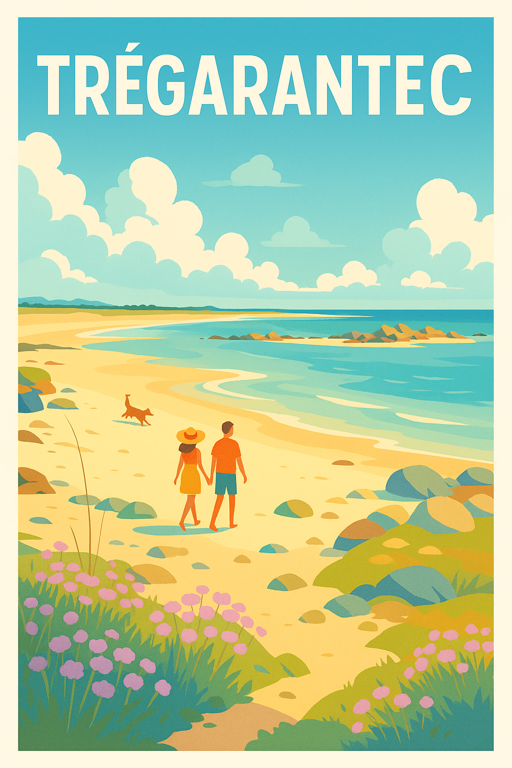 Affiche Trégarantec — Promenade romantique au bord de la mer · poster d'art de Trégarantec