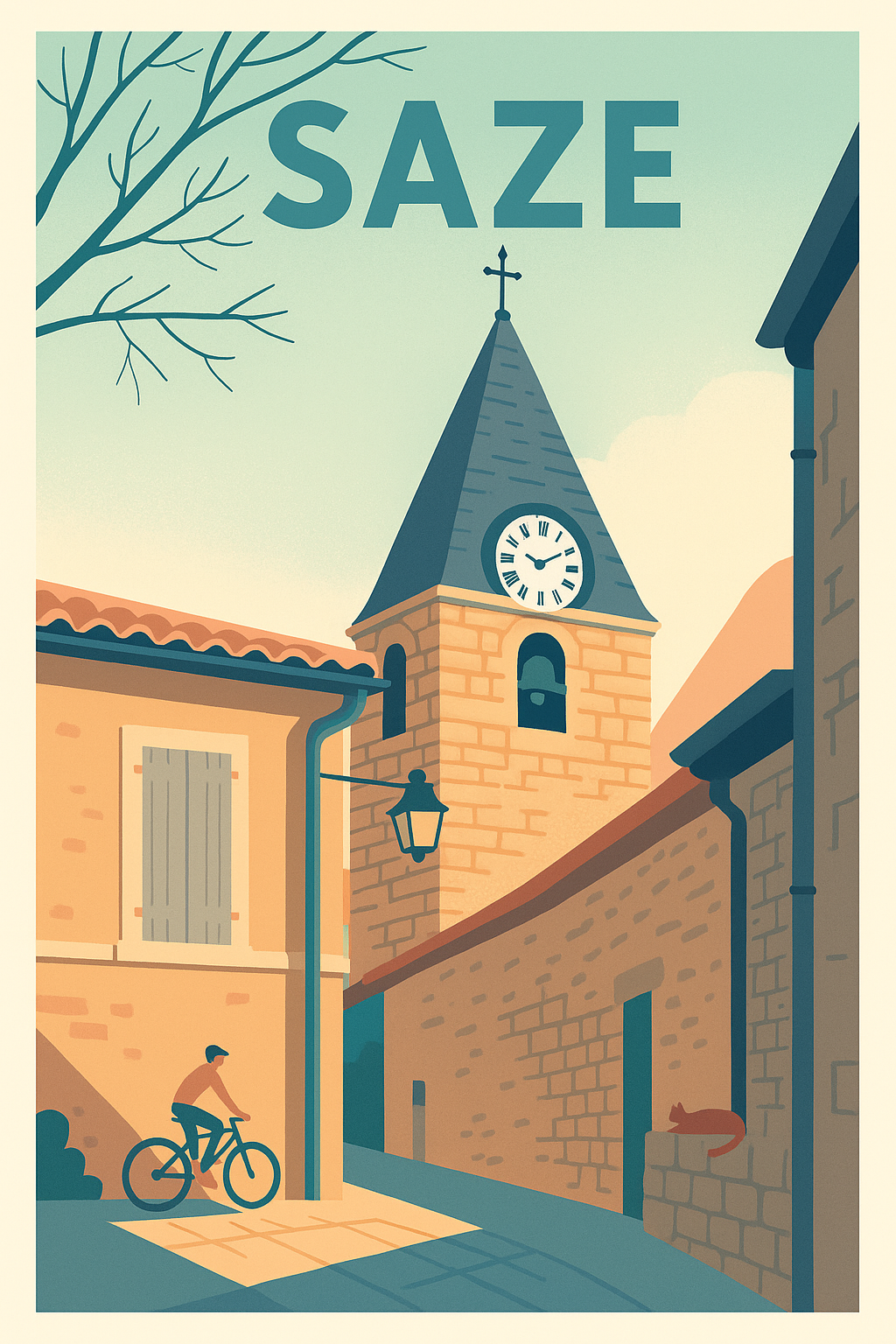 Affiche de Saze - Charme tranquille d'un village provençal