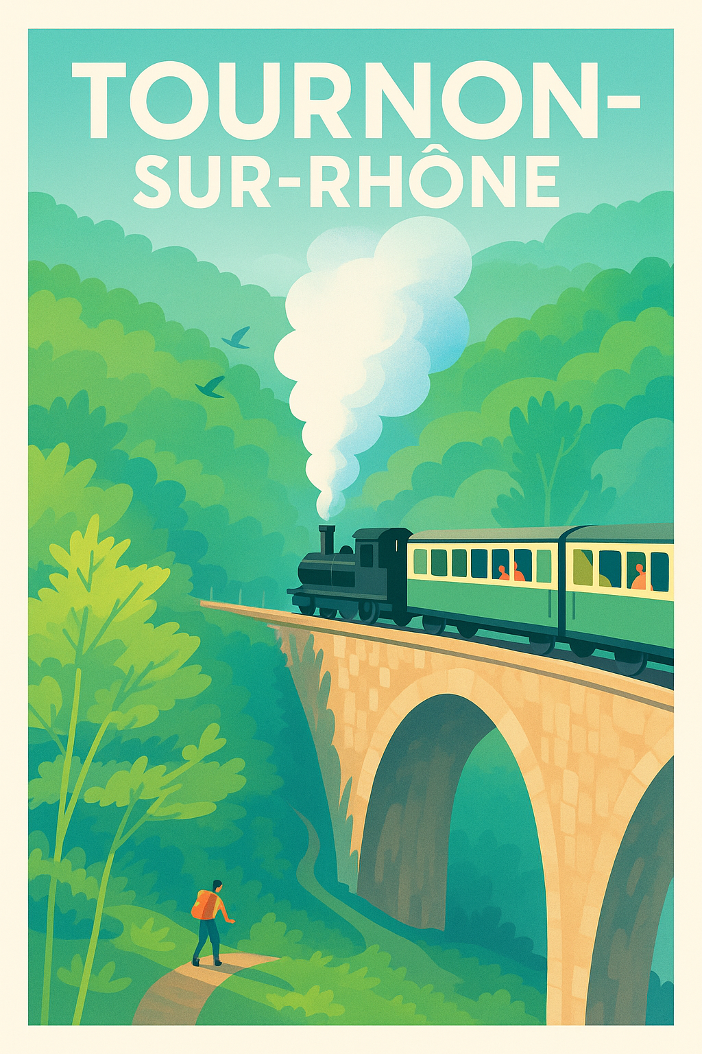 Affiche de Tournon-sur-Rhône - Voyage nostalgique au cœur de la nature