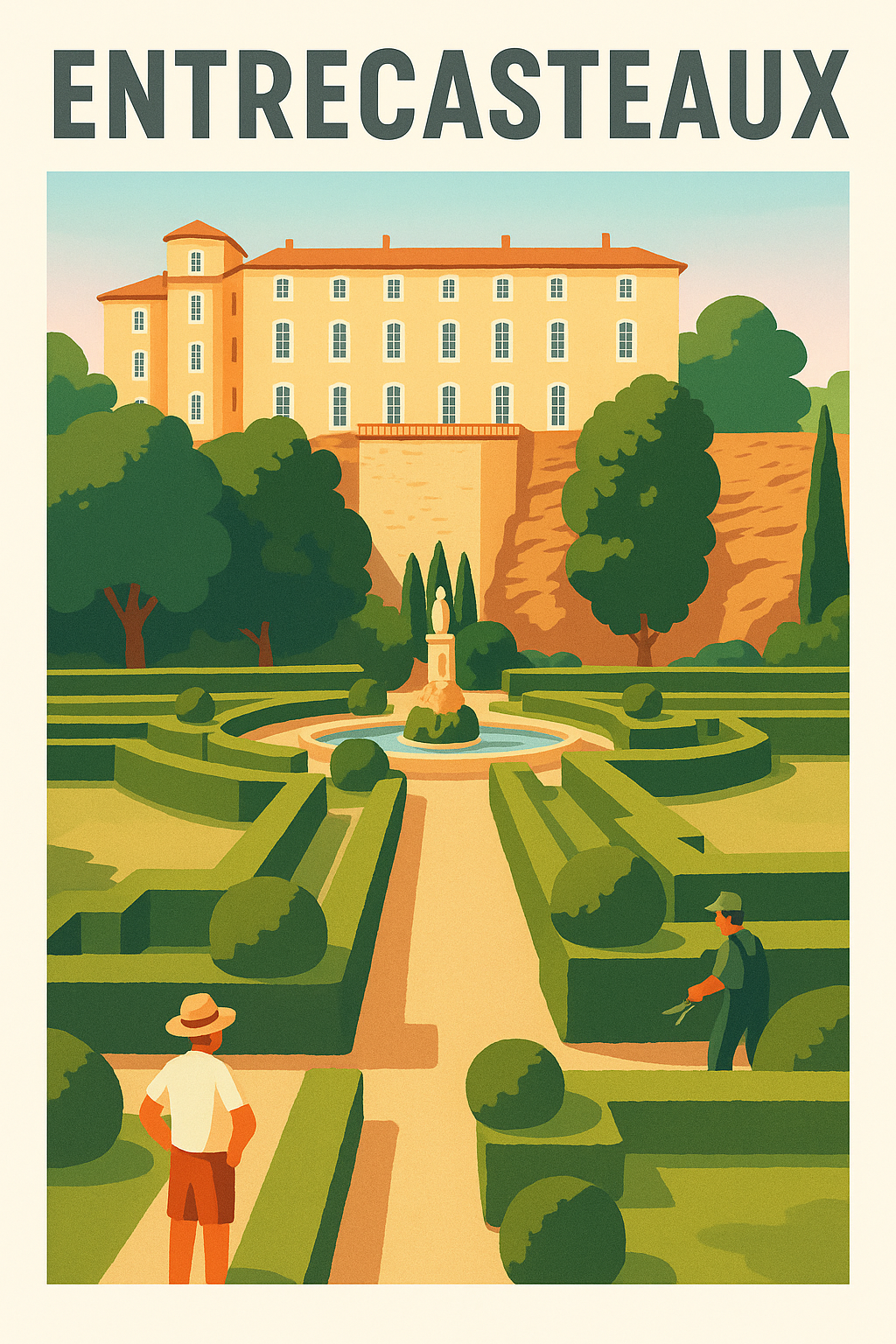Affiche de Entrecasteaux - Promenade dans les jardins du château