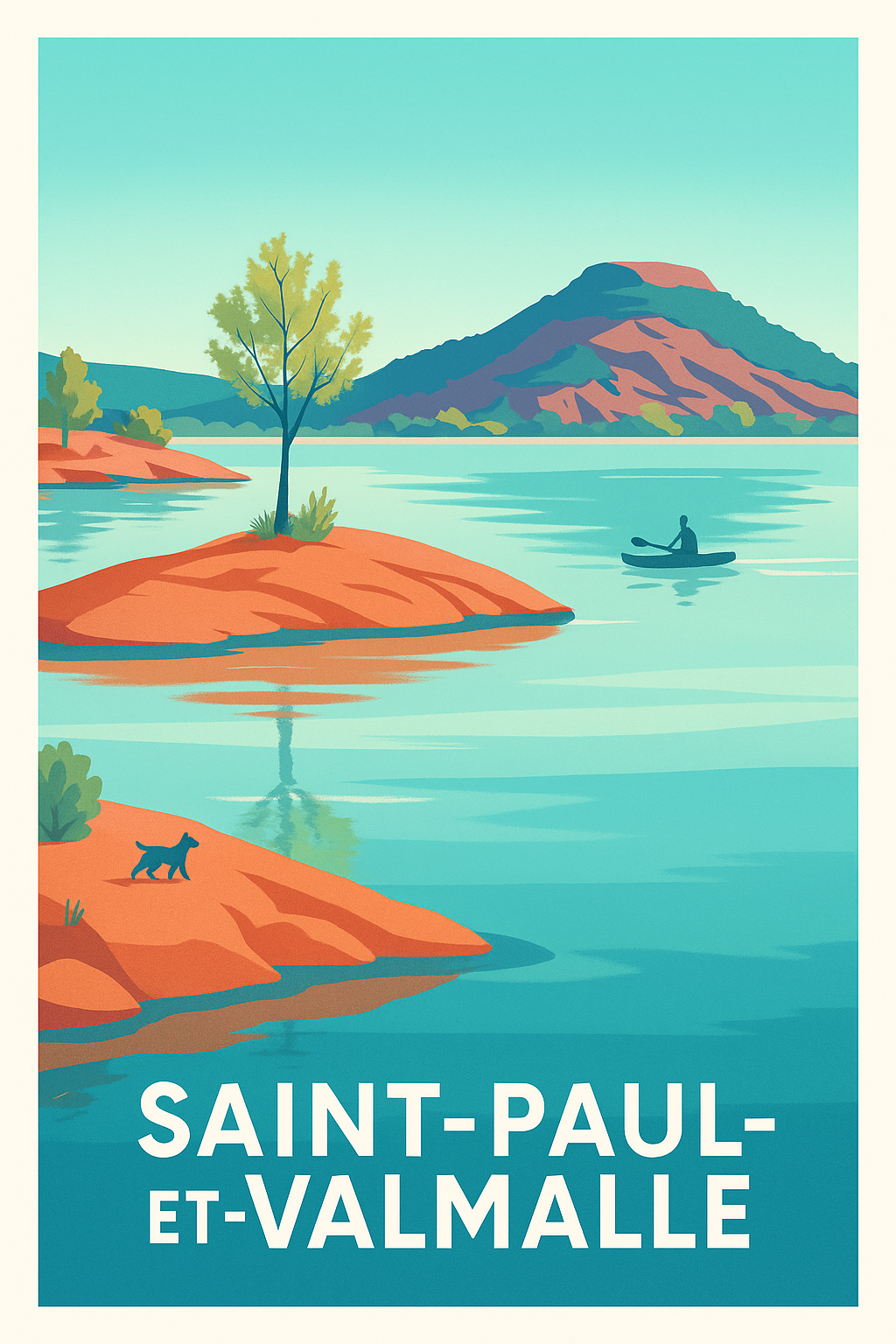 Affiche Saint-Paul-et-Valmalle — Évasion au fil de l'eau · poster d'art de Saint-Paul-et-Valmalle