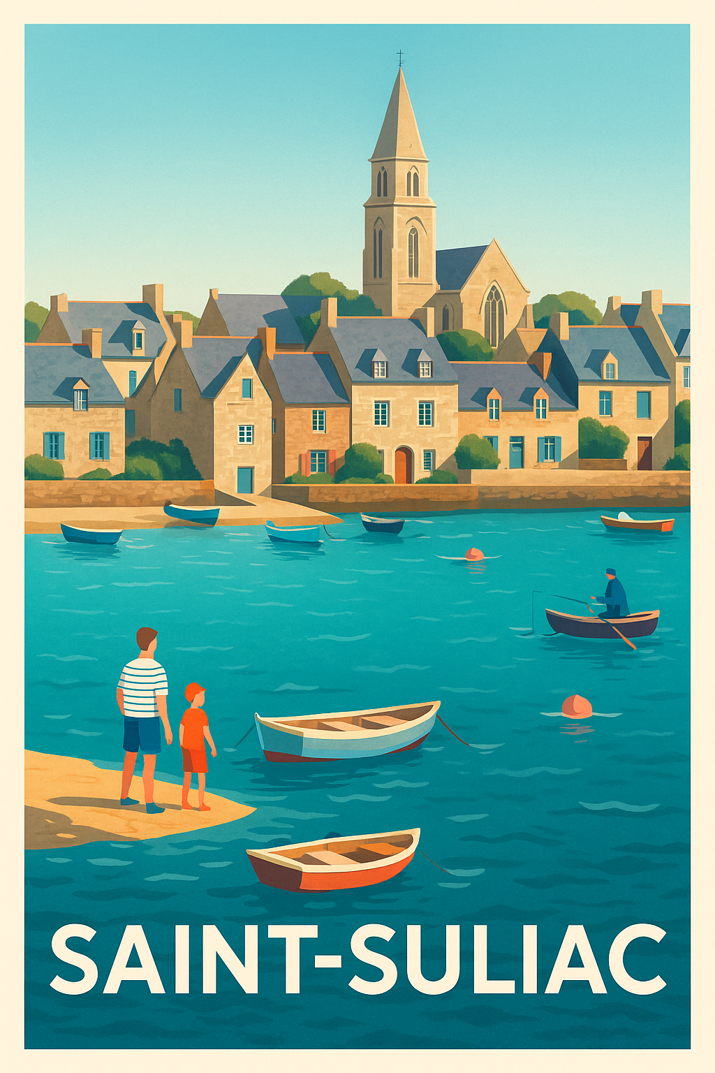 Affiche Saint-Suliac — Le charme paisible du port breton · poster d'art de Saint-Suliac