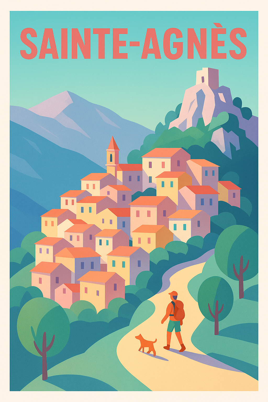 Affiche Sainte-Agnès — Escapade pittoresque en village perché · poster d'art de Sainte-Agnès