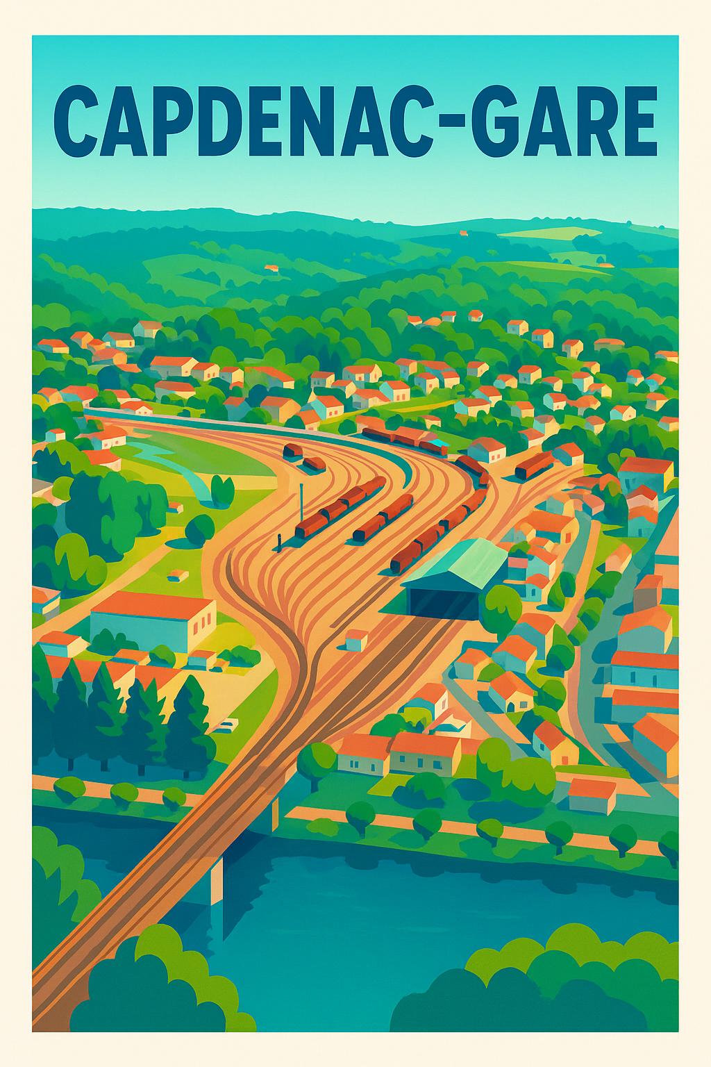 Affiche de Capdenac-Gare - Vue panoramique et charme ferroviaire