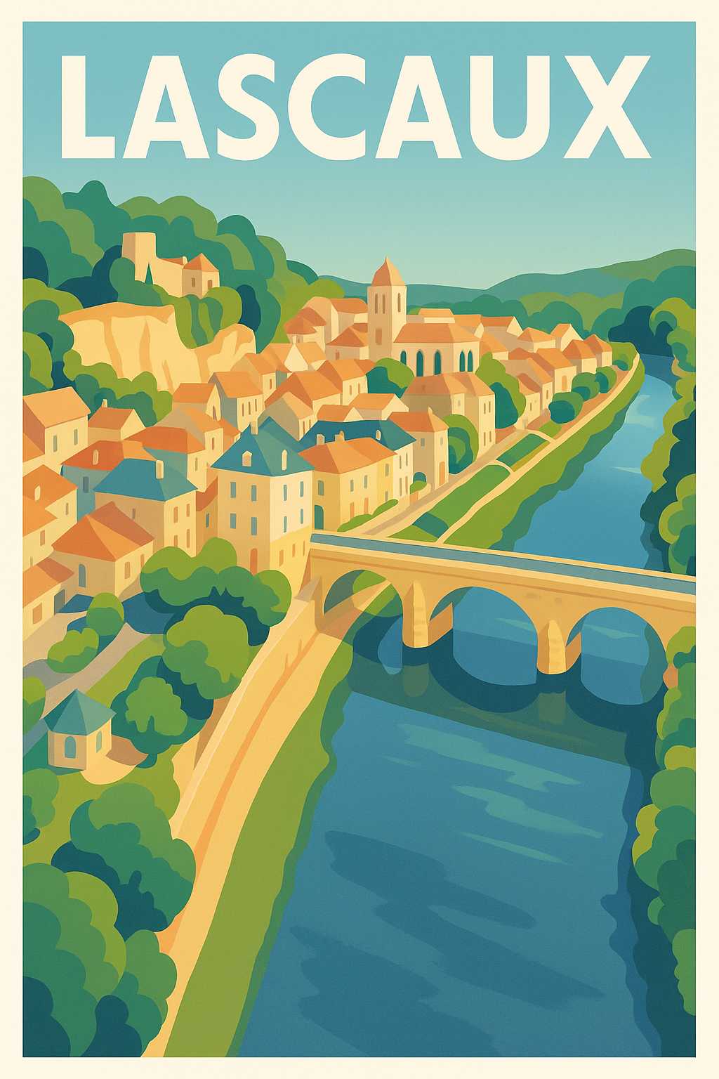 Affiche de Lascaux - Charme et histoire au bord de l'eau