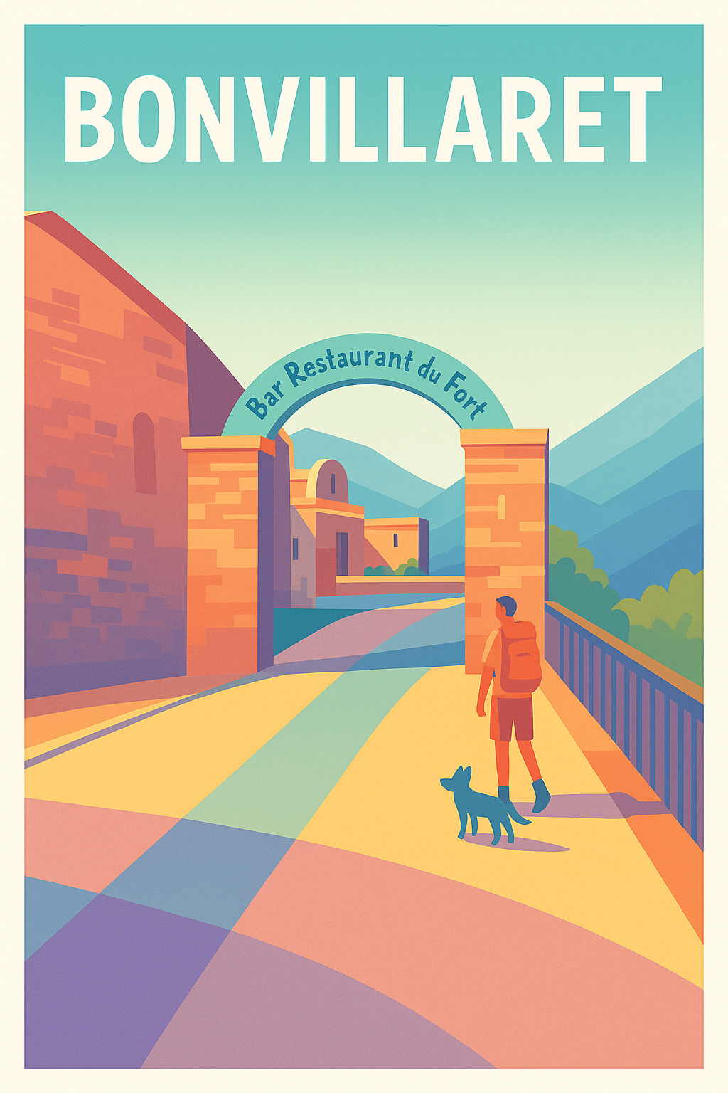 Affiche de Bonvillaret - L'entrée pittoresque du Bar Restaurant du Fort