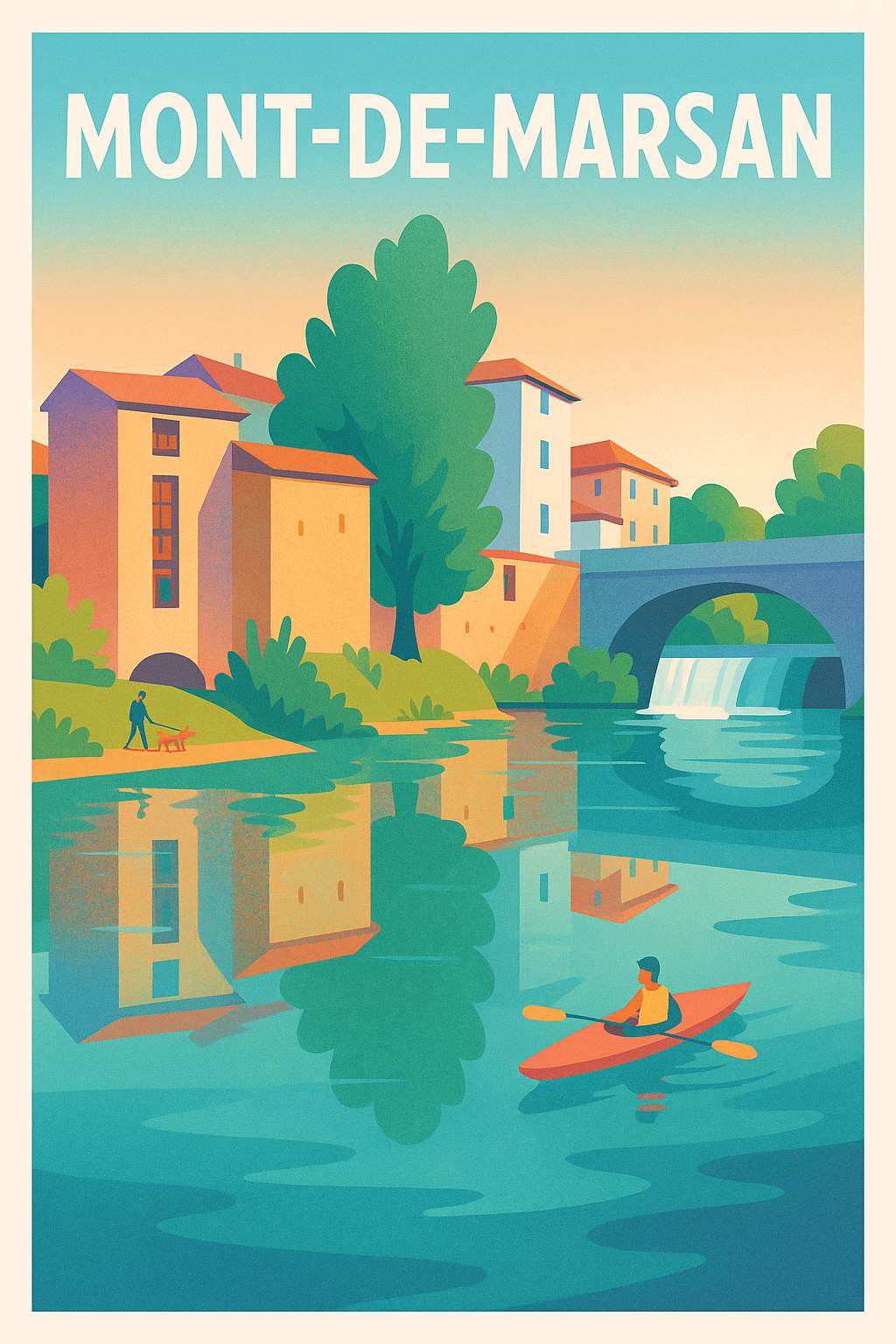 Affiche Mont-de-Marsan — Sérénité au fil de l'eau · poster d'art de Mont-de-Marsan